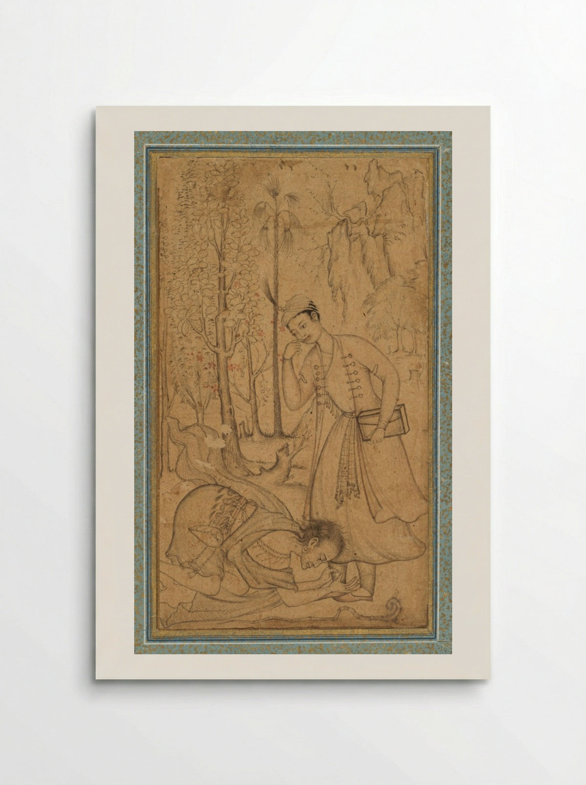 A holy man prostrating himself before a learned prince - Manohar - Poster