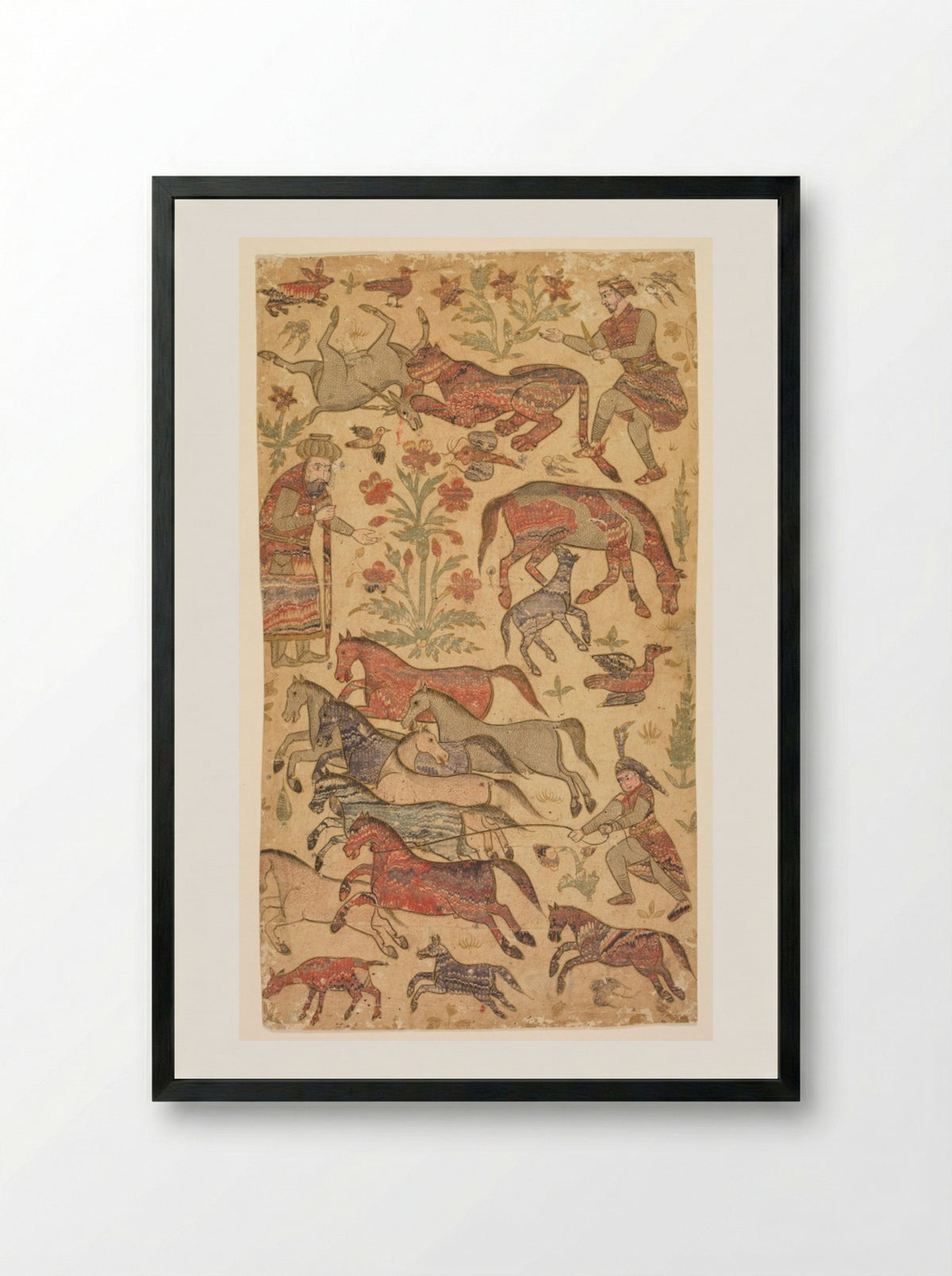 A marbled picture of Rustam catching Rakhsh - Shafi - Framed Print Black