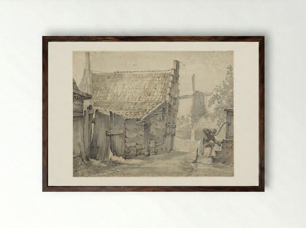 Aan de Papentorenvest te Haarlem - Hendrik Savrij - Framed Print Dark Wood