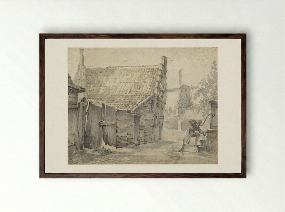 Aan de Papentorenvest te Haarlem - Hendrik Savrij - Framed Print Dark Wood