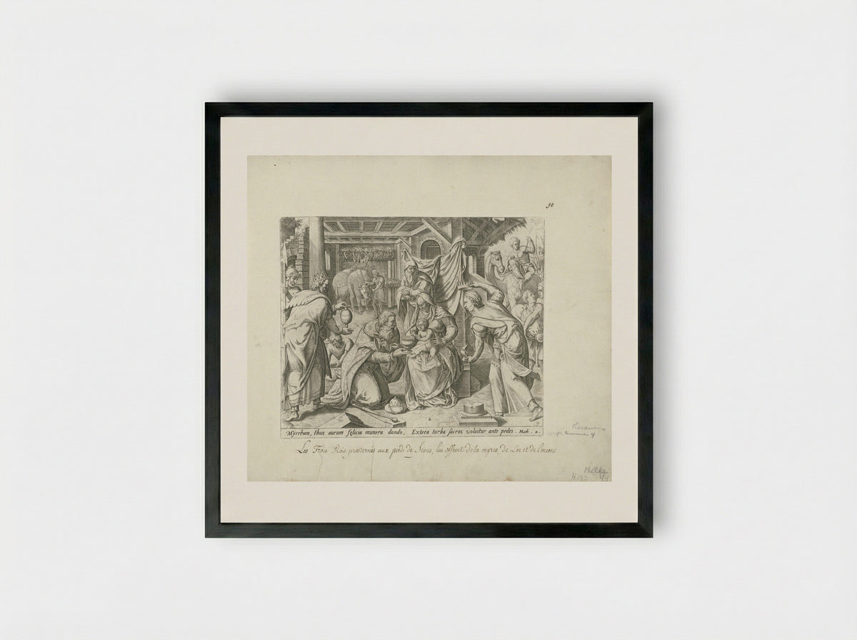 Aanbidding der koningen - Gerard de Jode - Framed Print Black