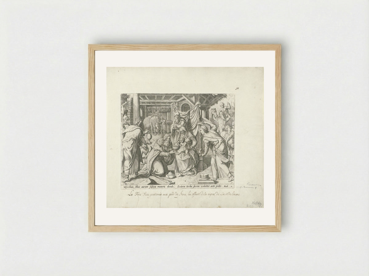 Aanbidding der koningen - Gerard de Jode - Framed Print Wood