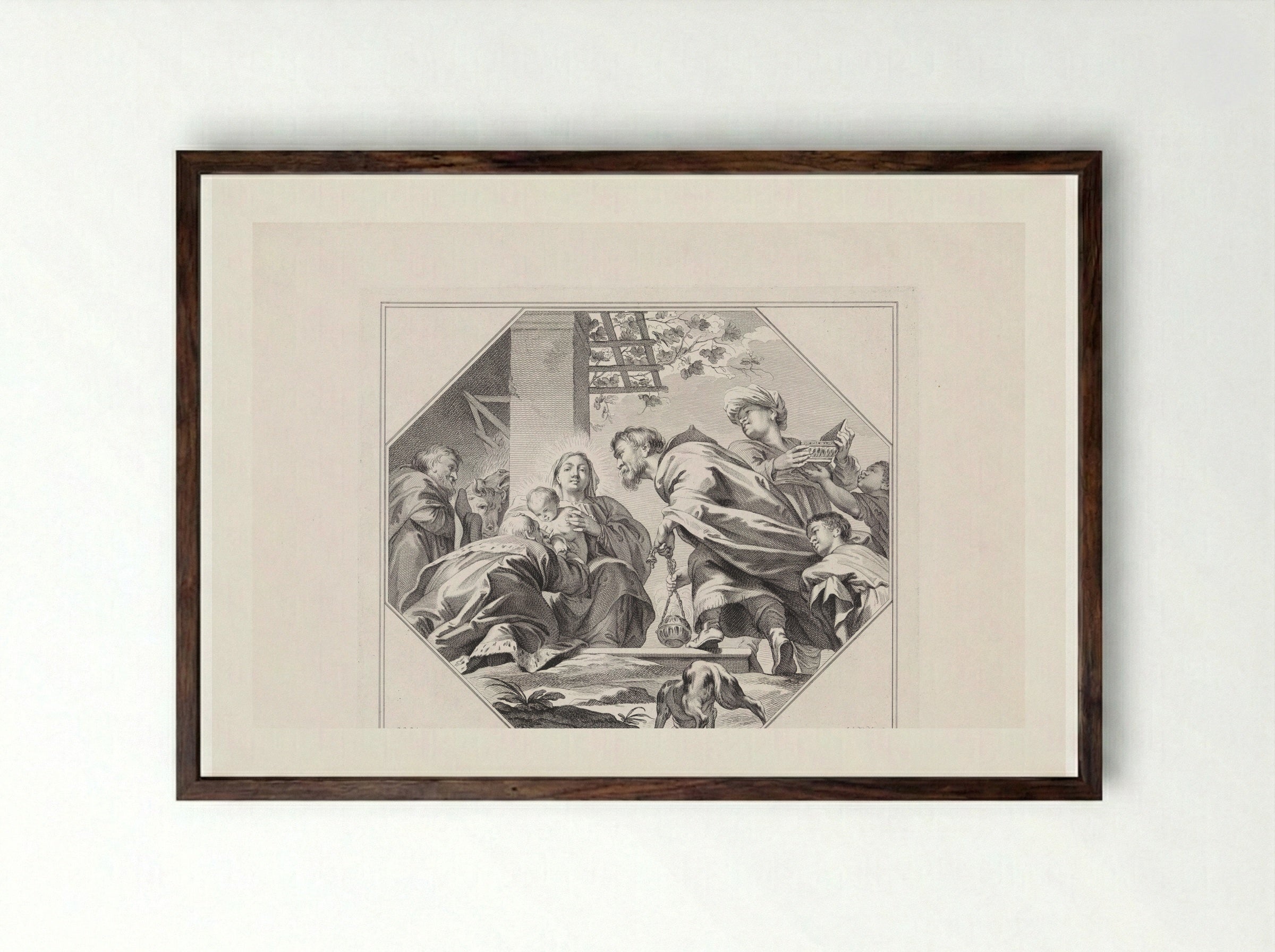 Aanbidding door de koningen - Jan Punt - Framed Print Dark Wood