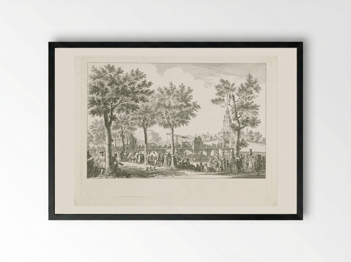 Aankomst van Willem V en Wilhelmina van Pruisen bij de Haarlemmerpoort - Simon Fokke - Framed Print Black