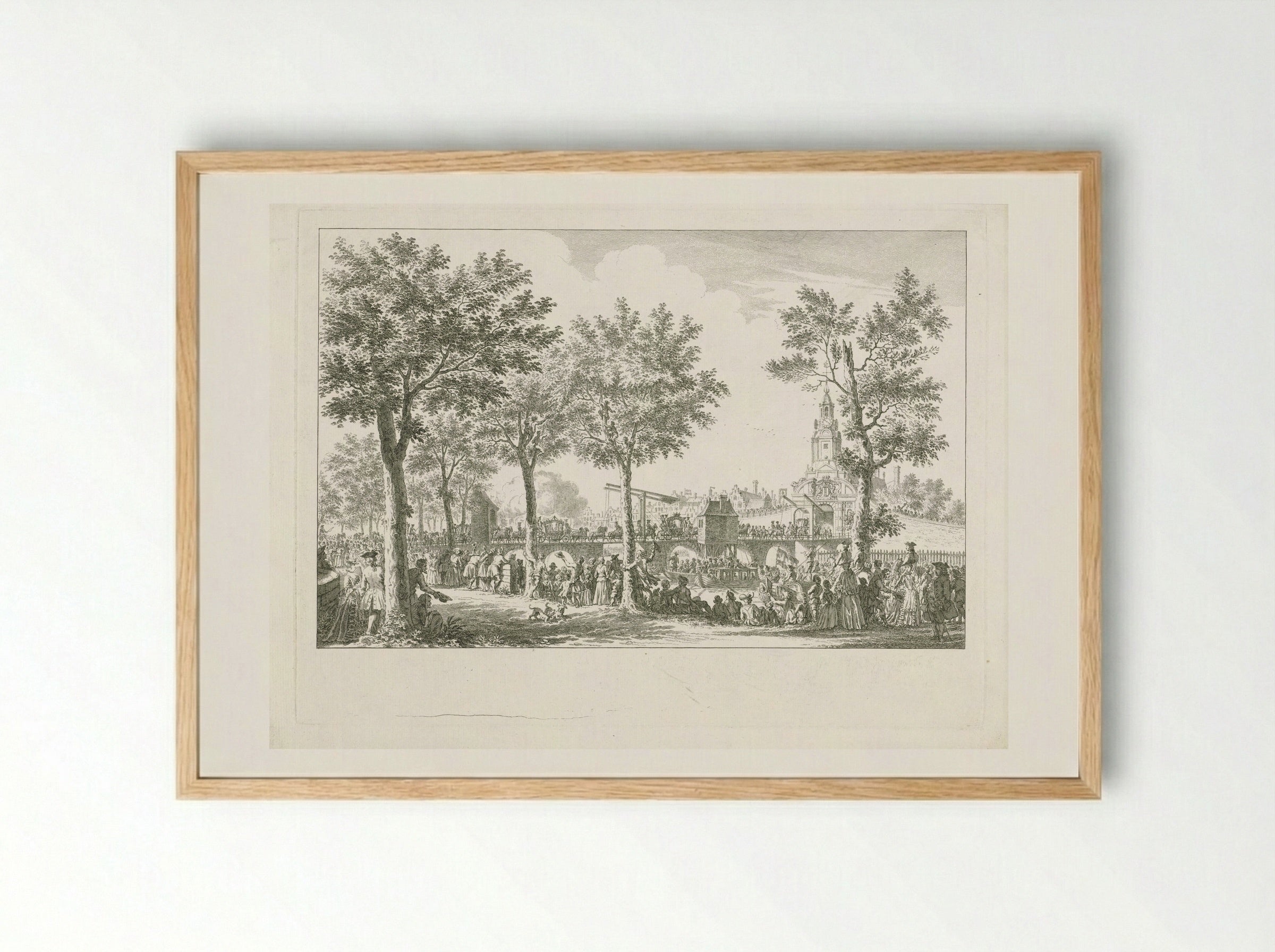 Aankomst van Willem V en Wilhelmina van Pruisen bij de Haarlemmerpoort - Simon Fokke - Framed Print Wood