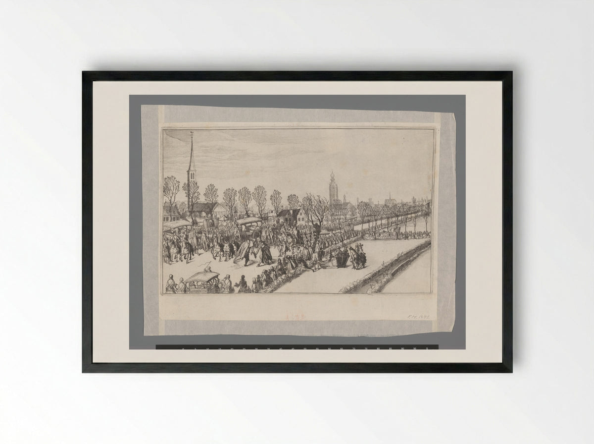 Aankomst van de vijf Spaanse ambassadeurs te Rijswijk, februari 1608 - Simon Frisius - Framed Print Black
