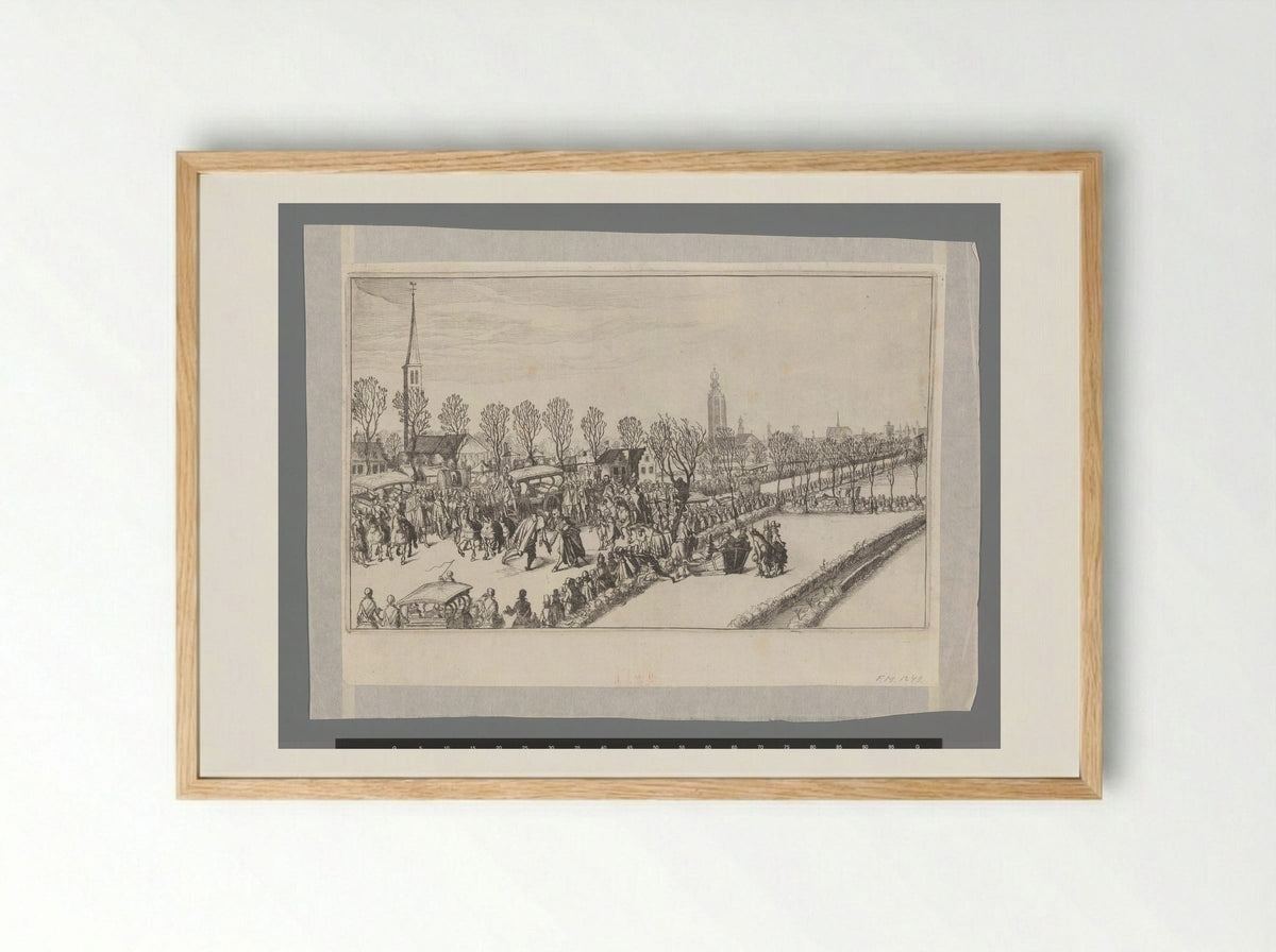 Aankomst van de vijf Spaanse ambassadeurs te Rijswijk, februari 1608 - Simon Frisius - Framed Print Wood