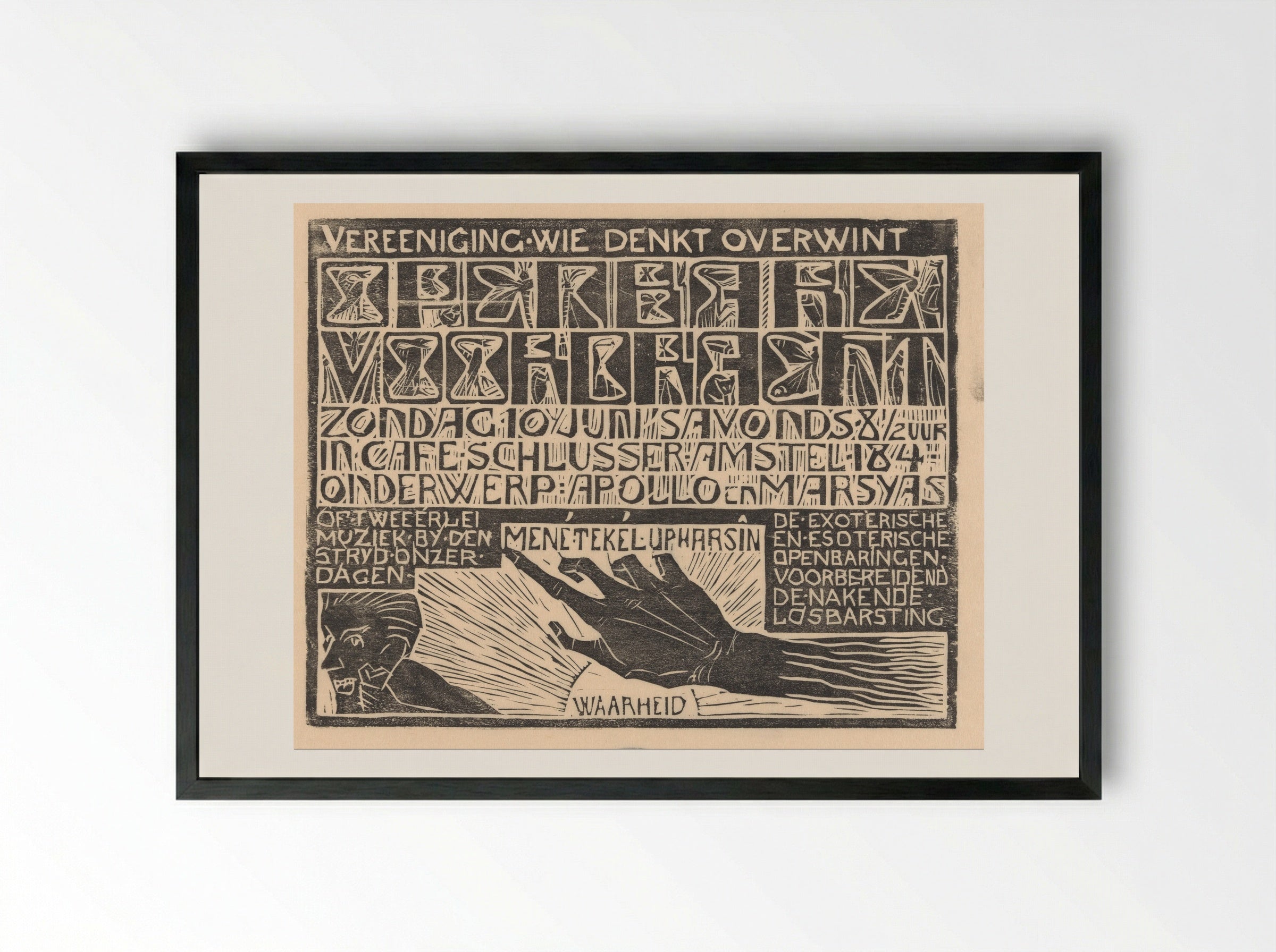 Aankondiging voordracht 'Apollo en Marsyas' - Mathieu Lauweriks - Framed Print Black