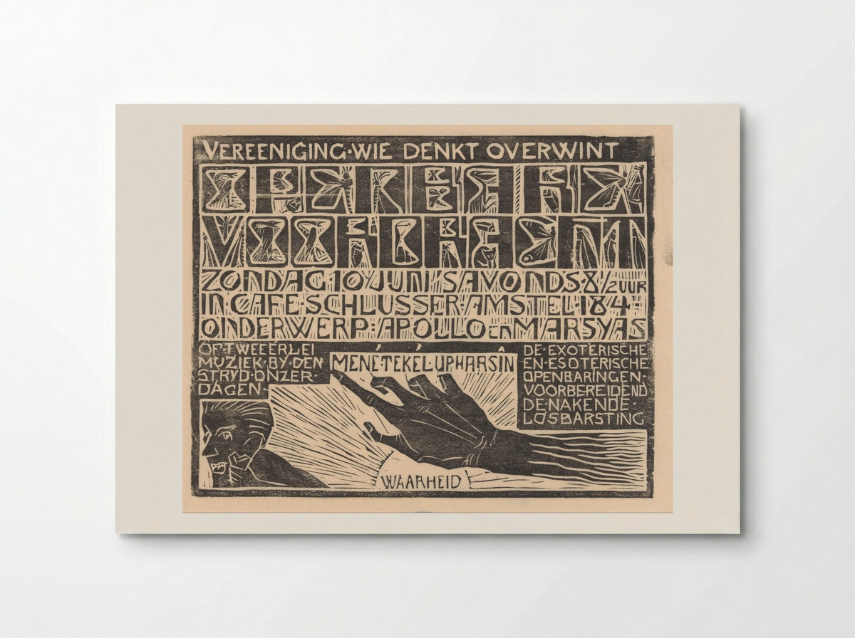 Aankondiging voordracht 'Apollo en Marsyas' - Mathieu Lauweriks - Poster