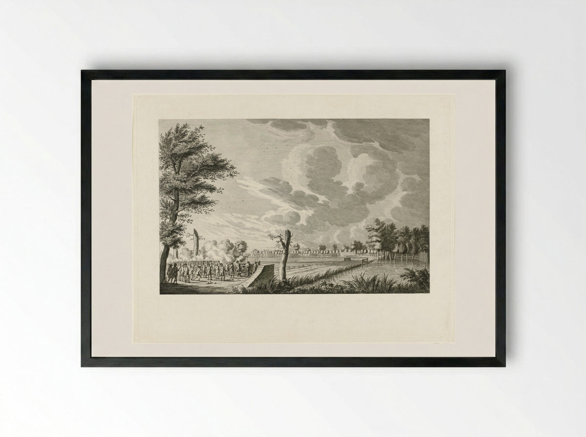 Aanval bij Ouderkerk aan de Amstel - Cornelis Brouwer - Framed Print Black