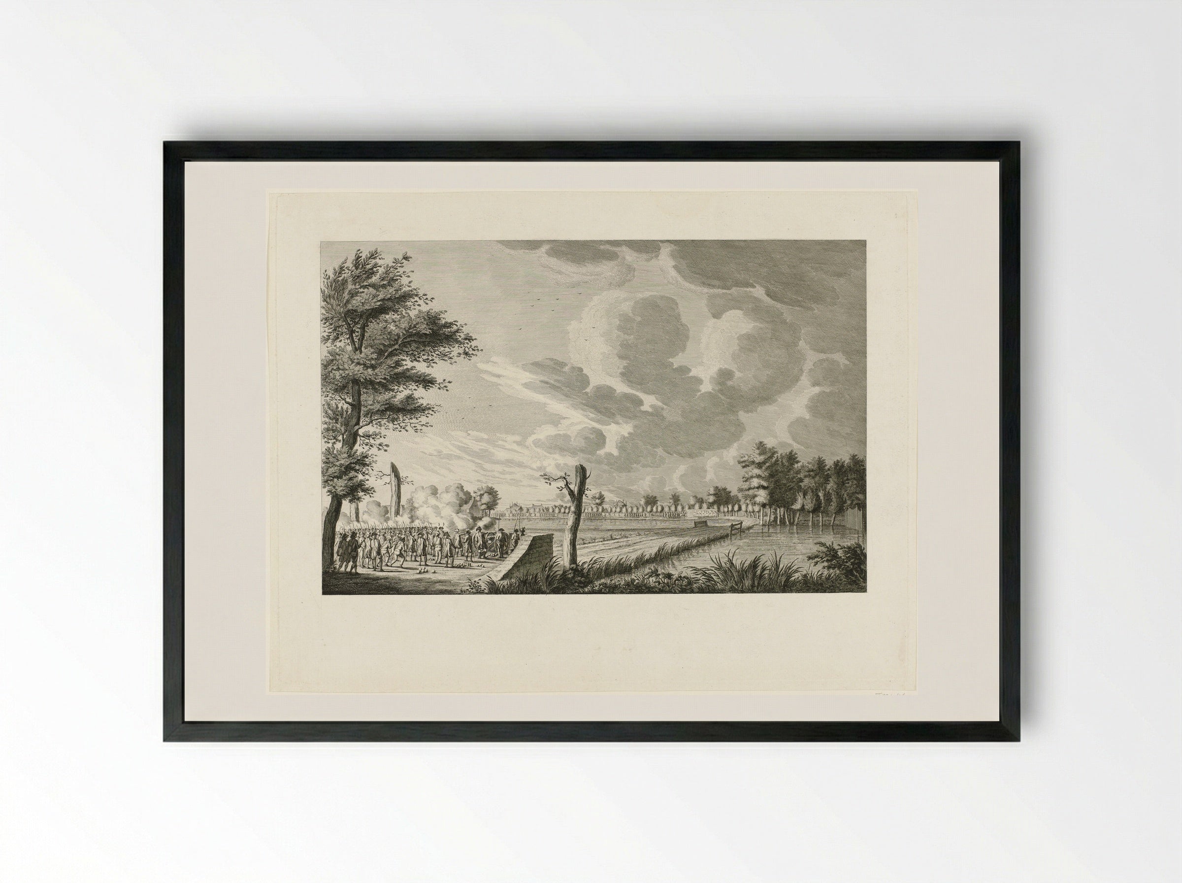 Aanval bij Ouderkerk aan de Amstel - Cornelis Brouwer - Framed Print Black