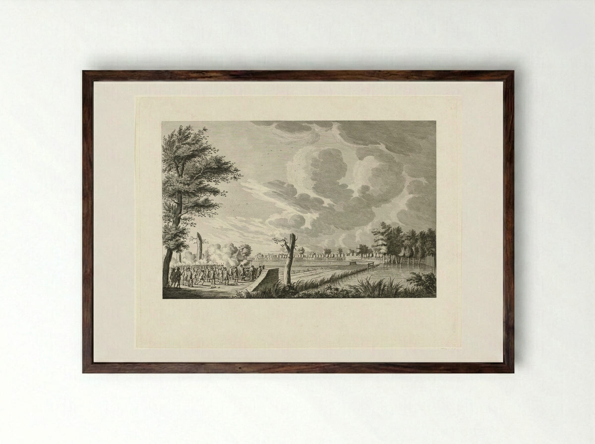 Aanval bij Ouderkerk aan de Amstel - Cornelis Brouwer - Framed Print Dark Wood