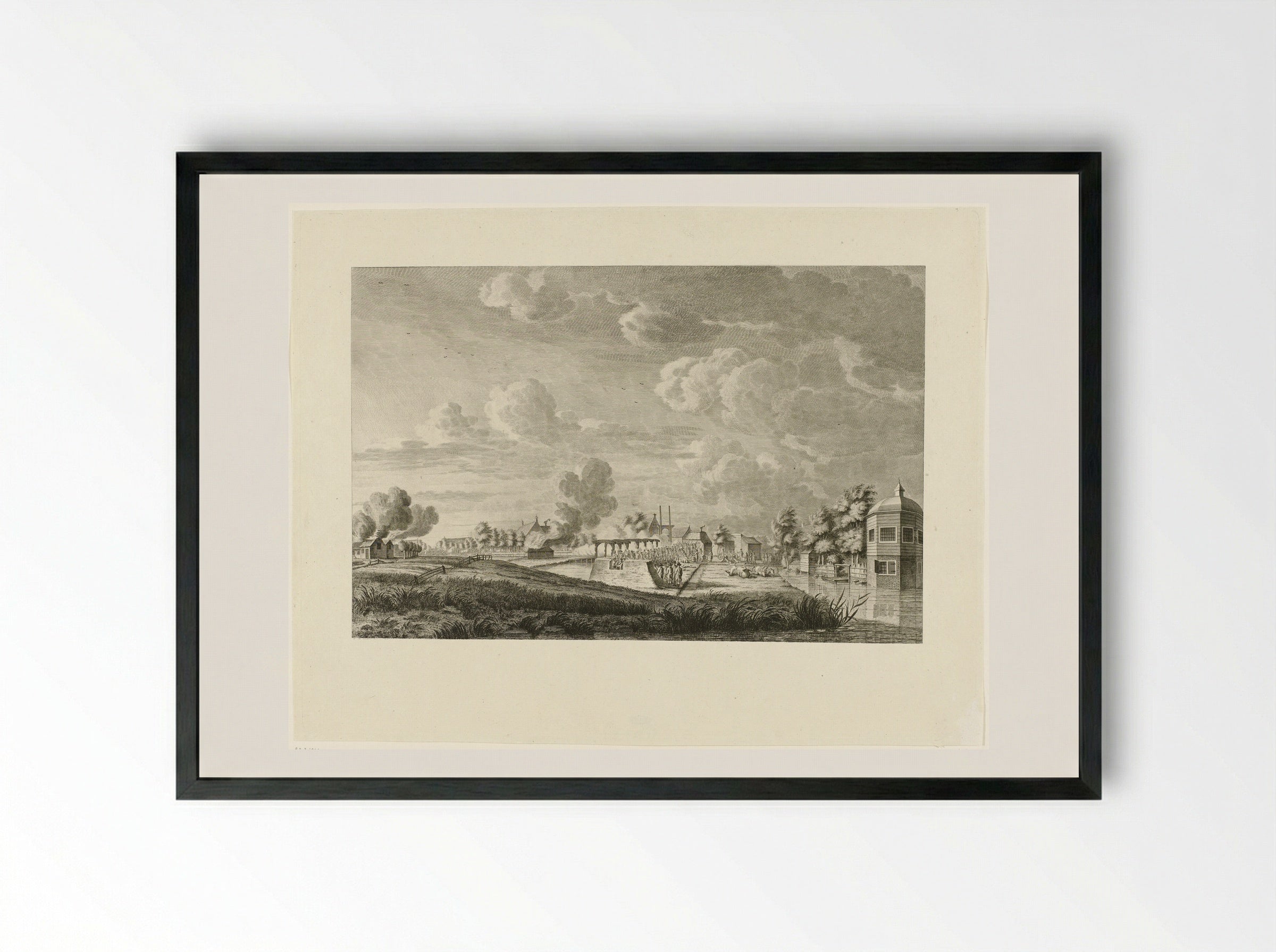 Aanval op Amstelveen - Cornelis Brouwer - Framed Print Black