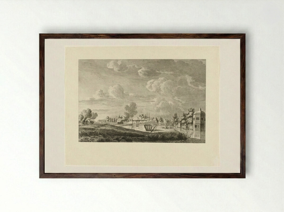 Aanval op Amstelveen - Cornelis Brouwer - Framed Print Dark Wood