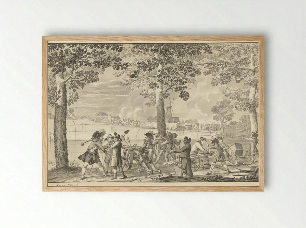 Aanval van de Pruisische troepen op Weesp, 30 september 1787 - Maas van Altena - Framed Print Wood