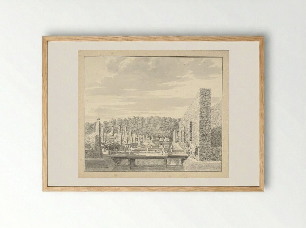 Aanzichten van het landgoed Spieringshoek tussen Schiedam en Vlaardingen - Cornelis Pronk - Framed Print Wood