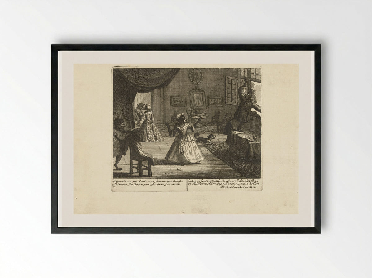 Aap als betrapte minnaar - Matthijs Pool - Framed Print Black