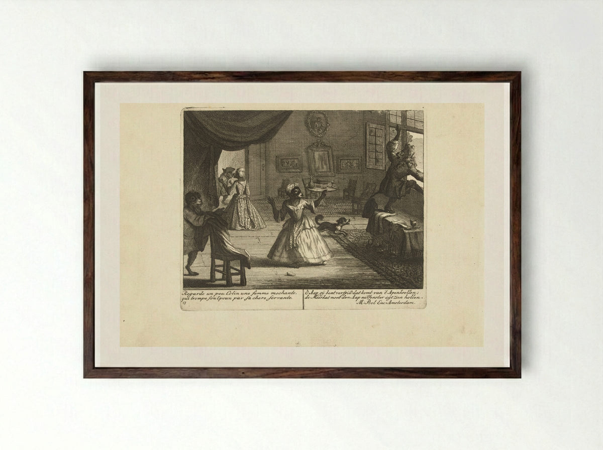 Aap als betrapte minnaar - Matthijs Pool - Framed Print Dark Wood