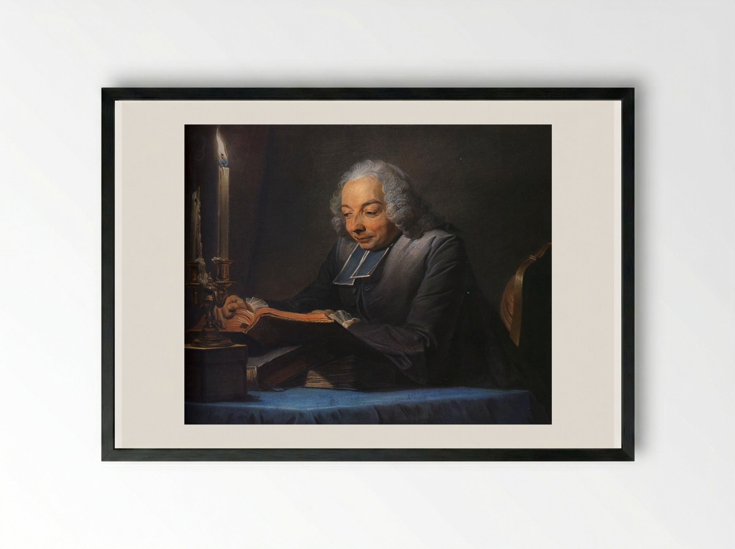 Abbé Jean-Jacques Huber - Maurice Quentin de La Tour - Framed Print Black