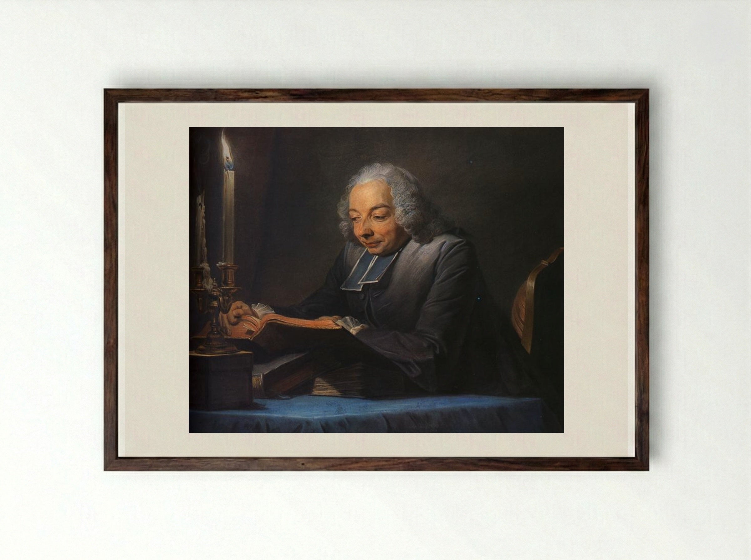 Abbé Jean-Jacques Huber - Maurice Quentin de La Tour - Framed Print Dark Wood
