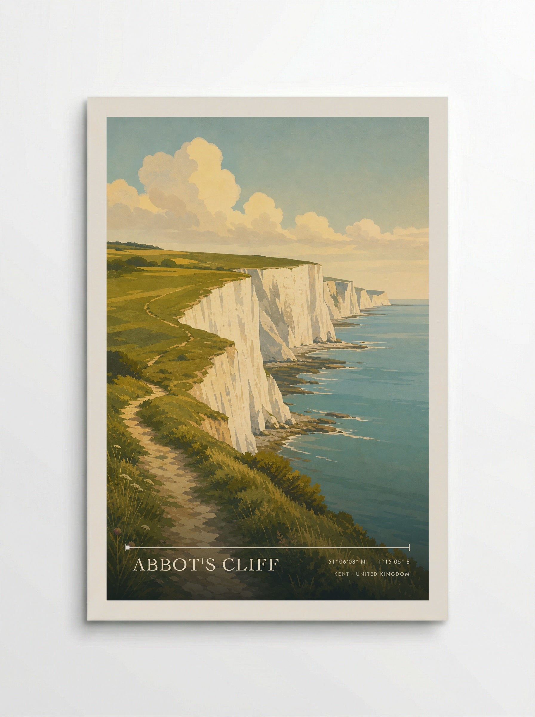 Abbot's Cliff Kent United Kingdom Travel Poster - Poster