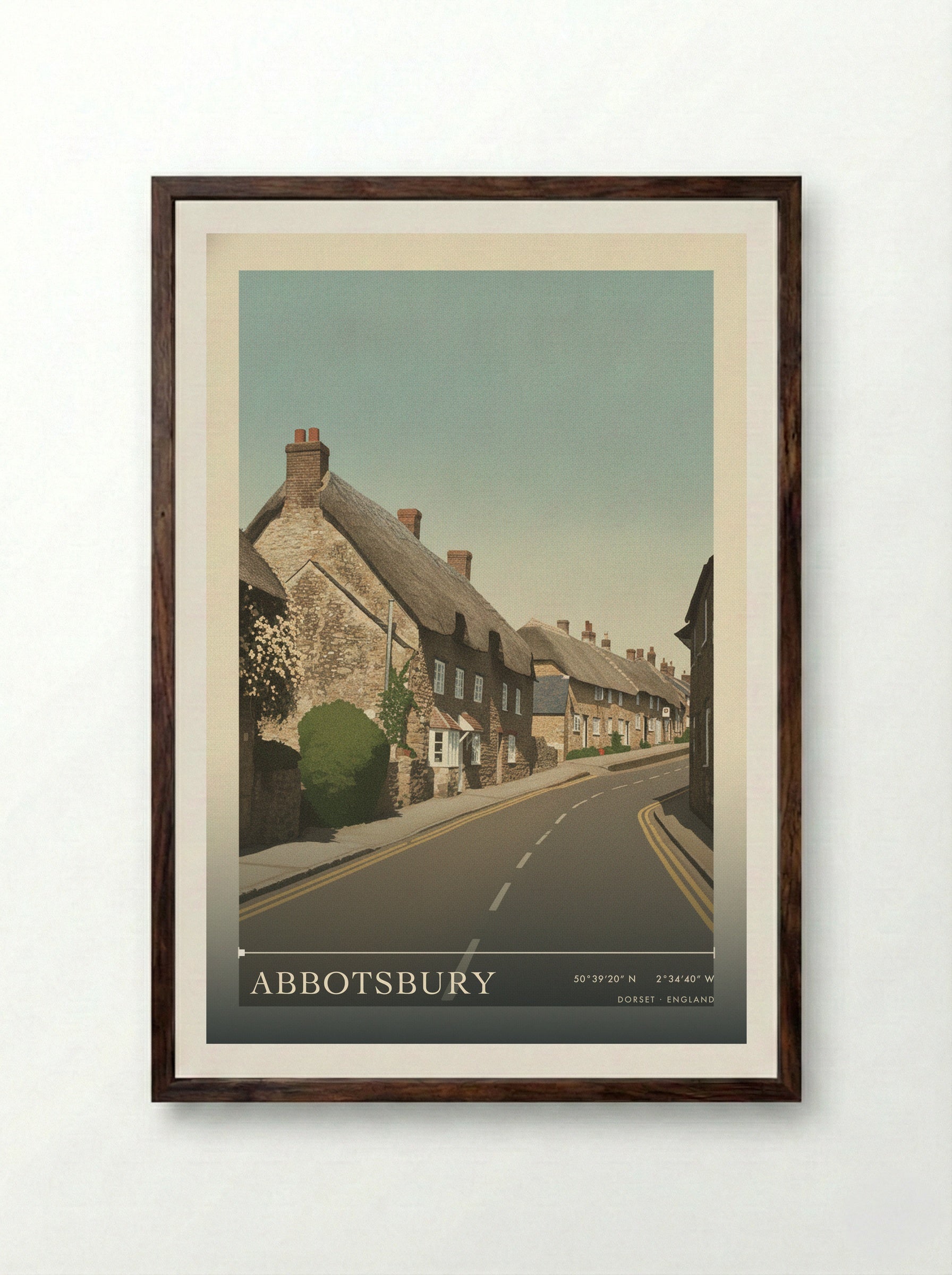 Abbotsbury Dorset England Travel Poster - Framed Print Dark Wood