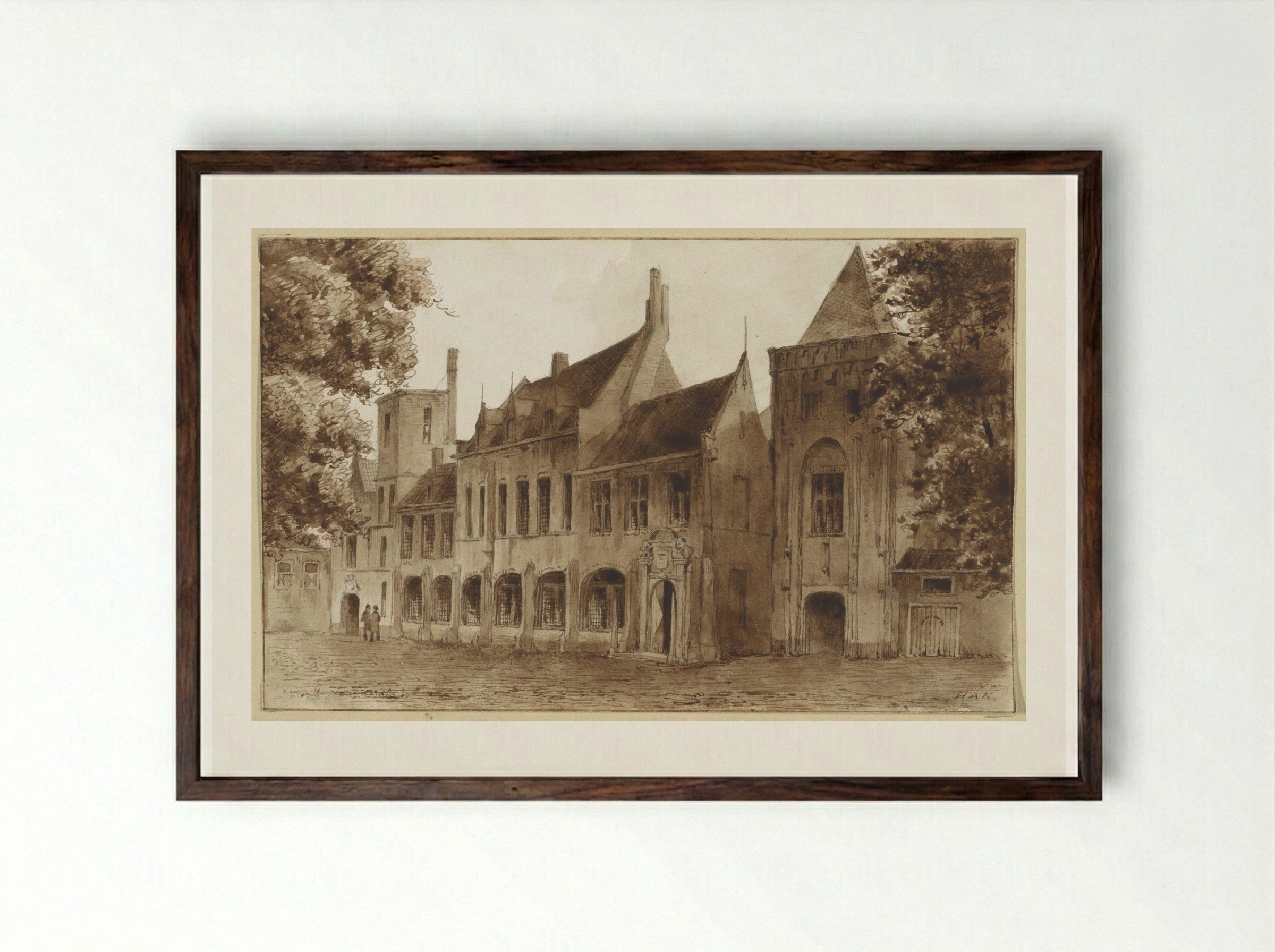 Abdij te Middelburg - Hendrik Abraham Klinkhamer - Framed Print Dark Wood
