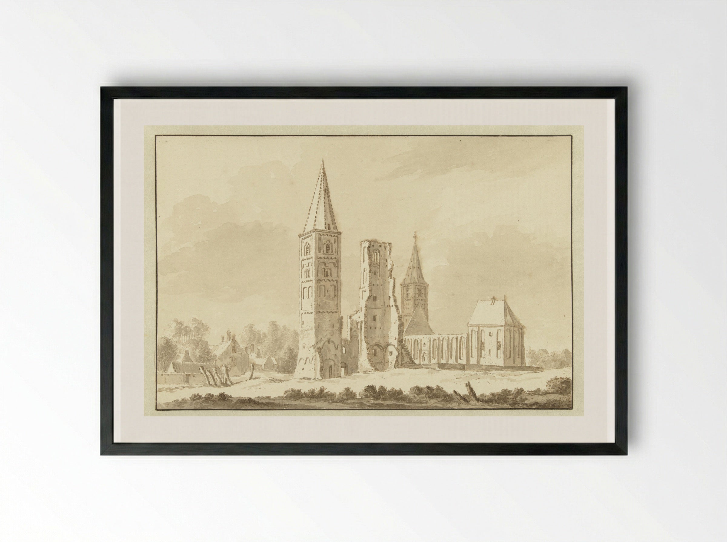 Abdij van Egmond - Abraham Rademaker - Framed Print Black