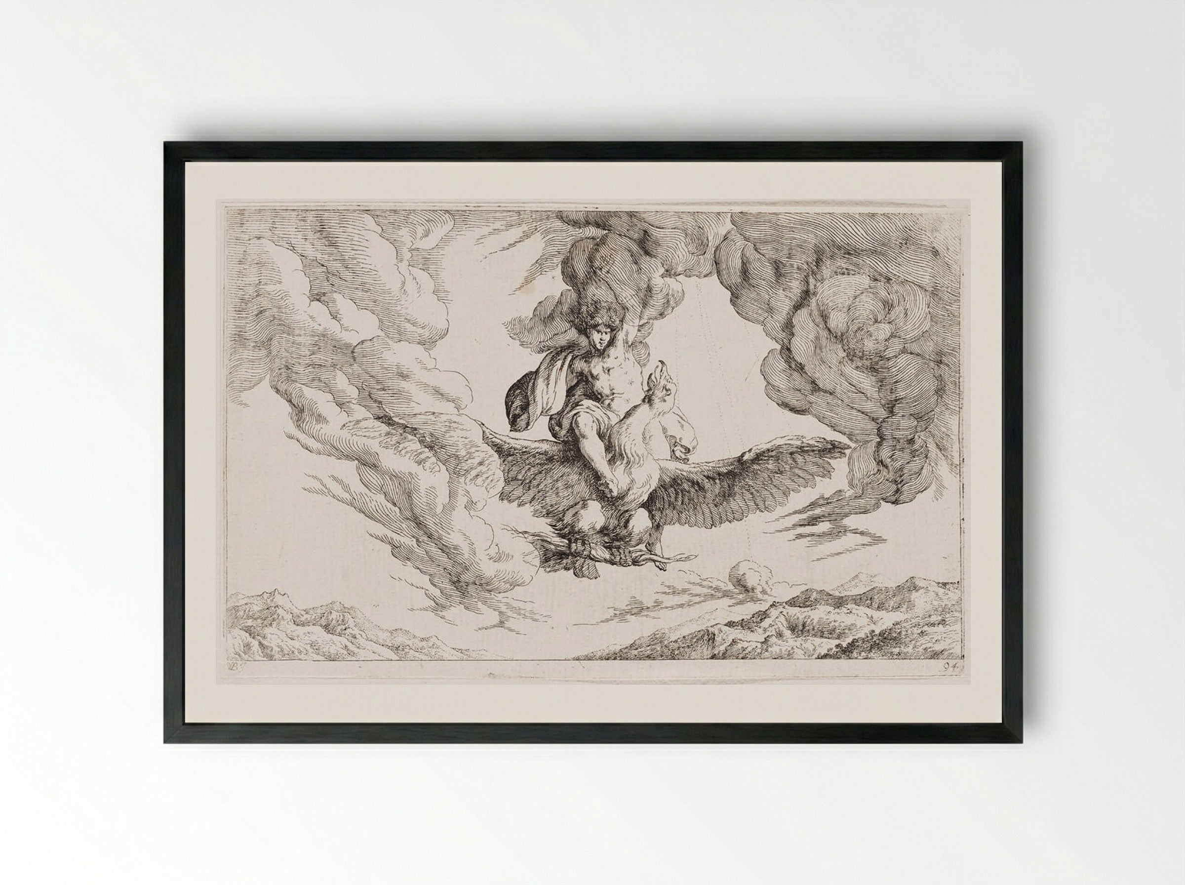 Abduction of Ganymede - Johann Wilhelm Baur - Framed Print Black