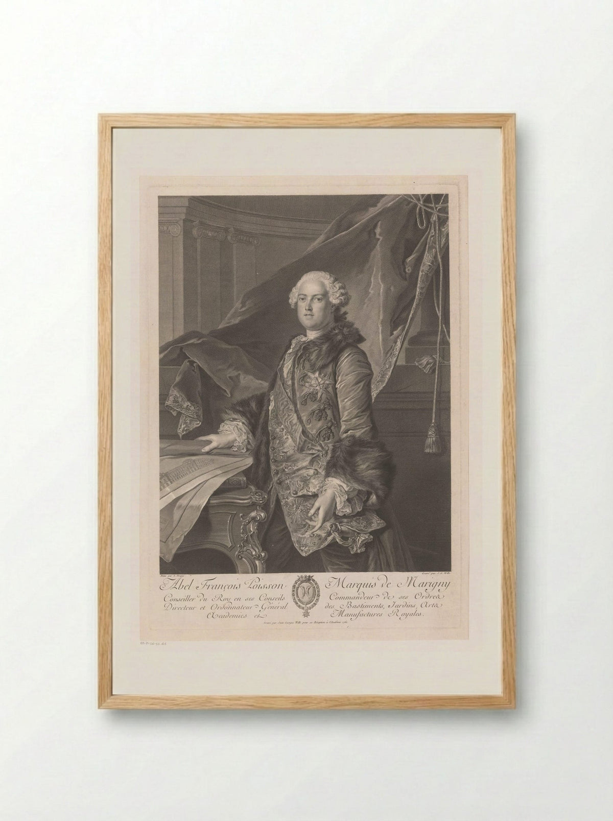 Abel François Poisson, Marquis of Marigny - Johann Georg Wille - Framed Print Wood