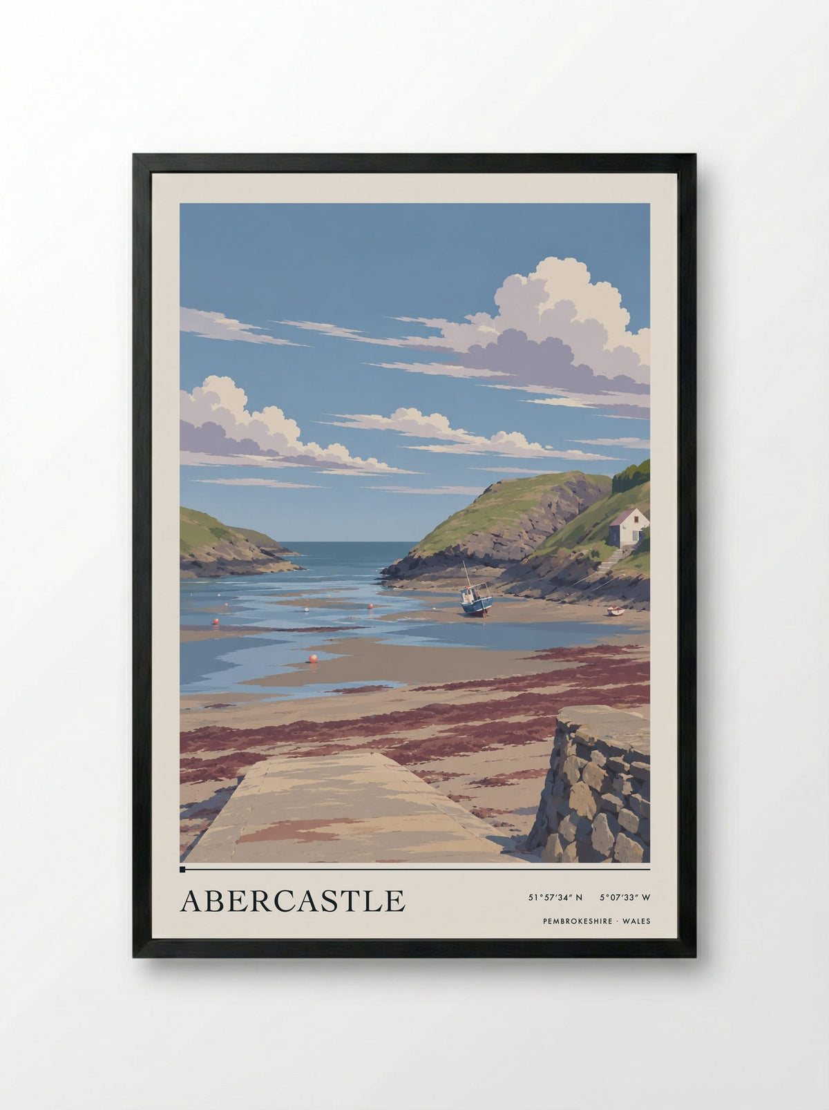 Abercastle, Pembrokeshire | Travel Poster - Framed Print Black