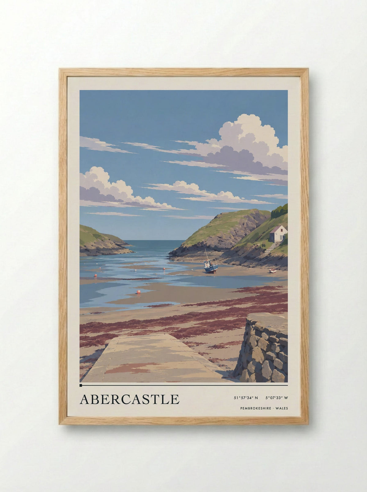 Abercastle, Pembrokeshire | Travel Poster - Framed Print Wood
