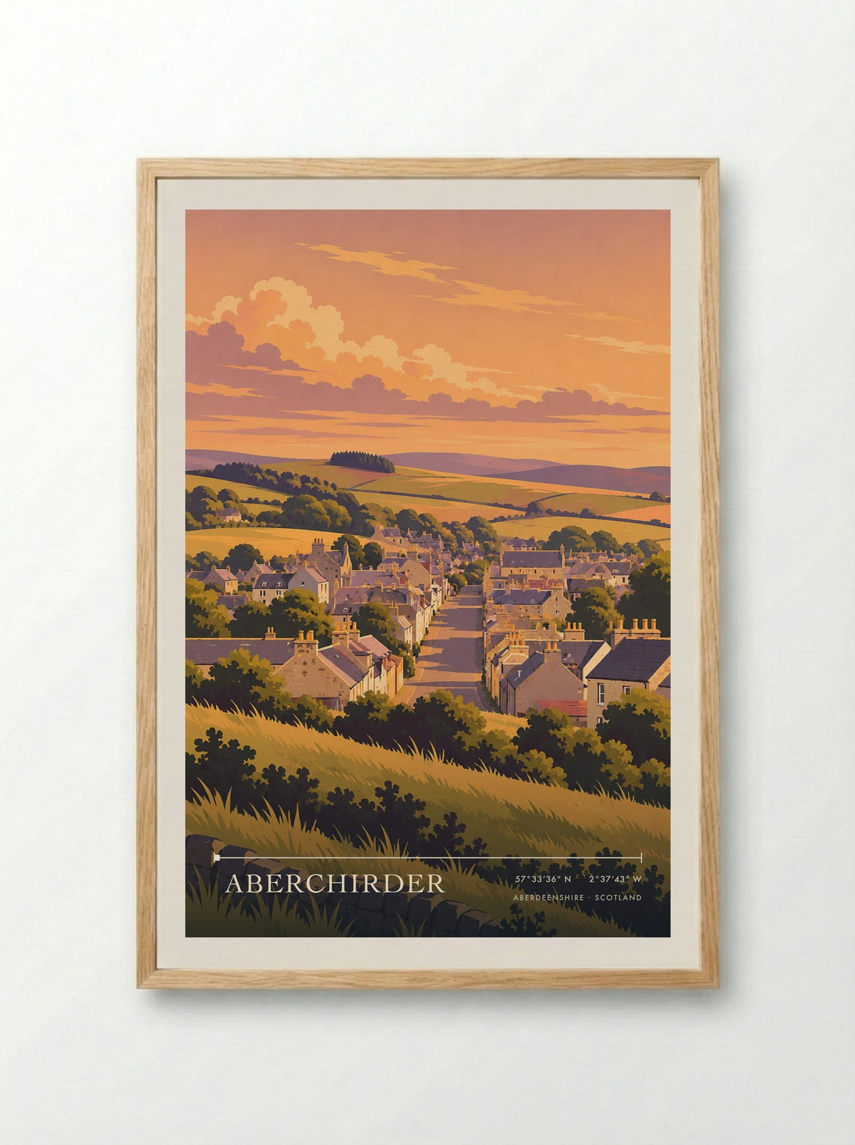 Aberchirder, Aberdeenshire | Travel Poster - Framed Print Wood