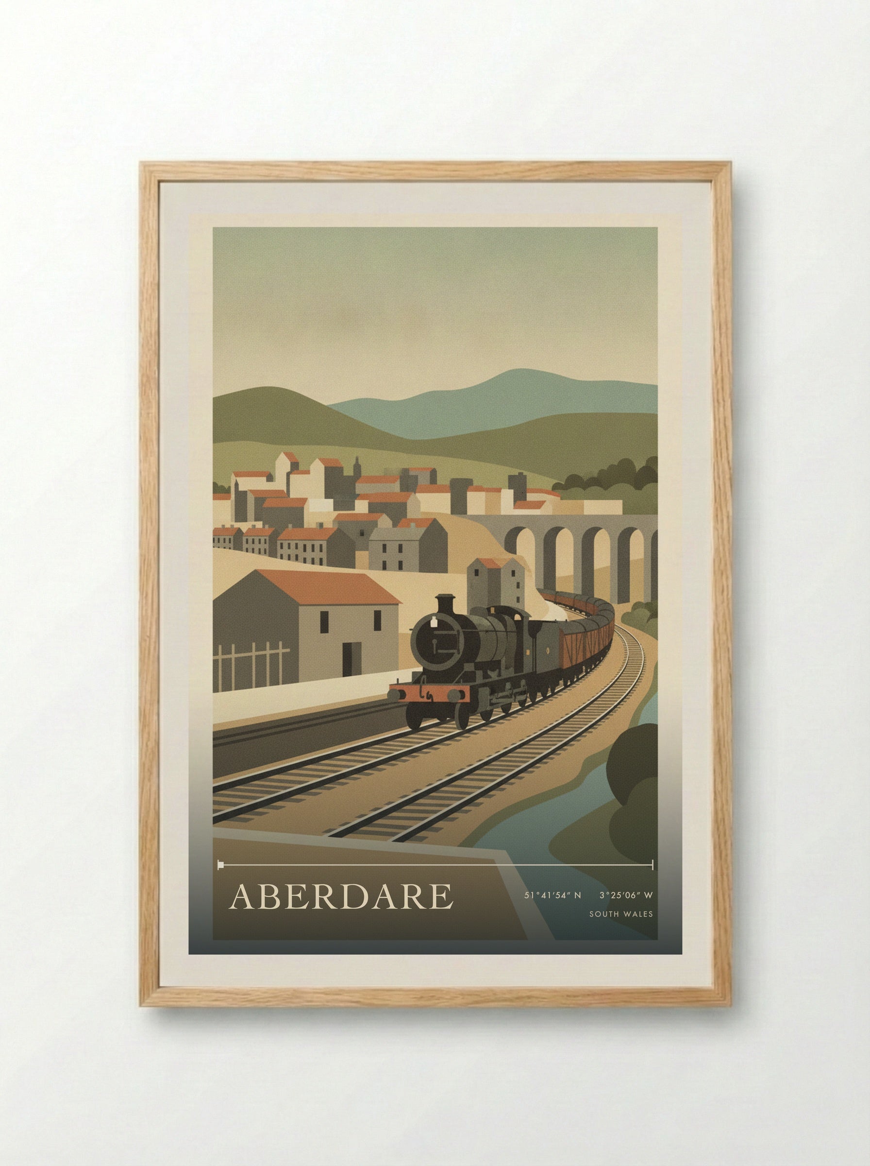 Aberdare South Wales Wales Travel Poster - Framed Print Wood