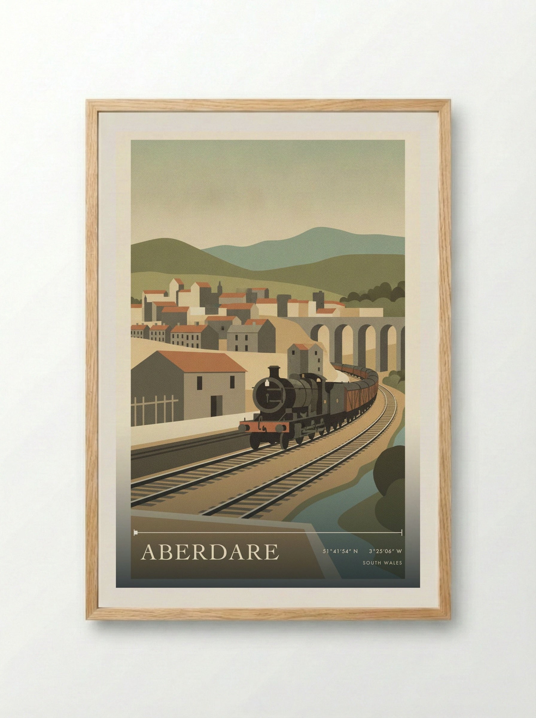 Aberdare South Wales Wales Travel Poster - Framed Print Wood