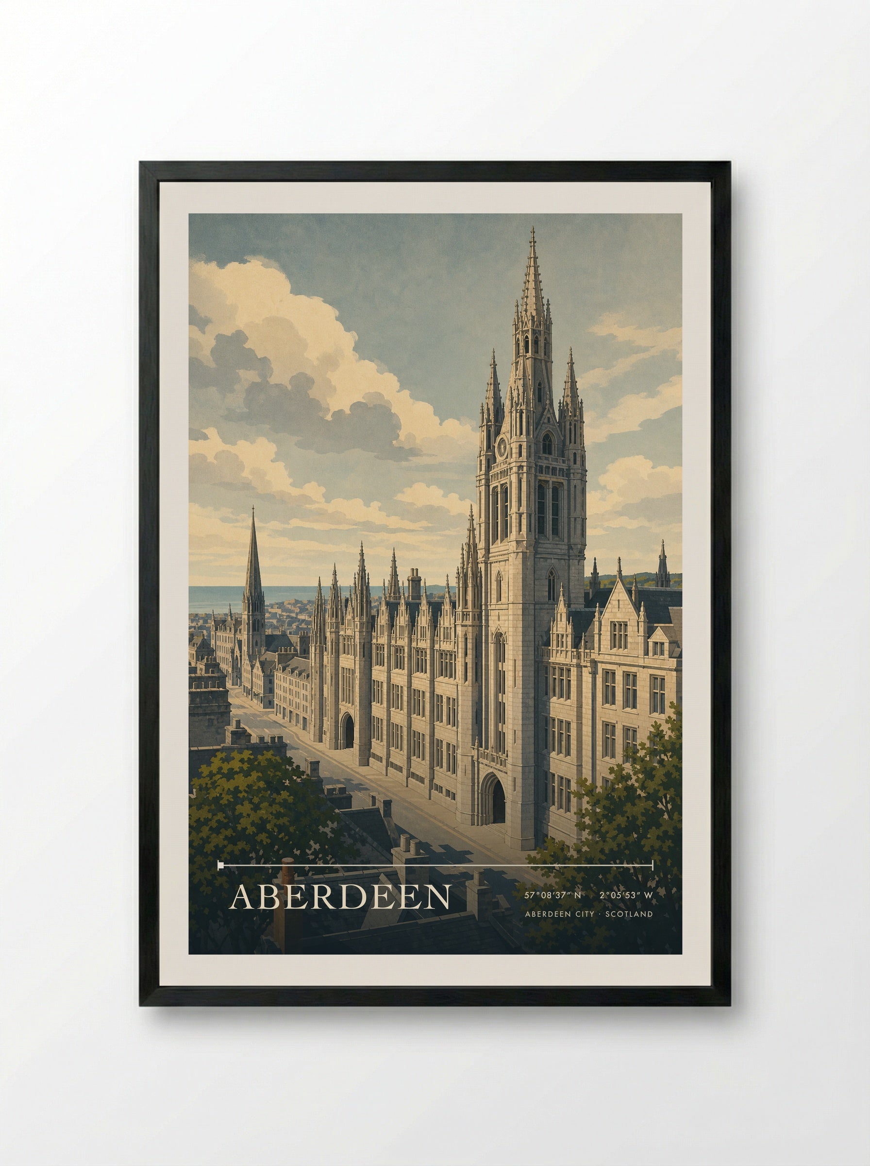 Aberdeen Aberdeen City Scotland Travel Poster - Framed Print Black