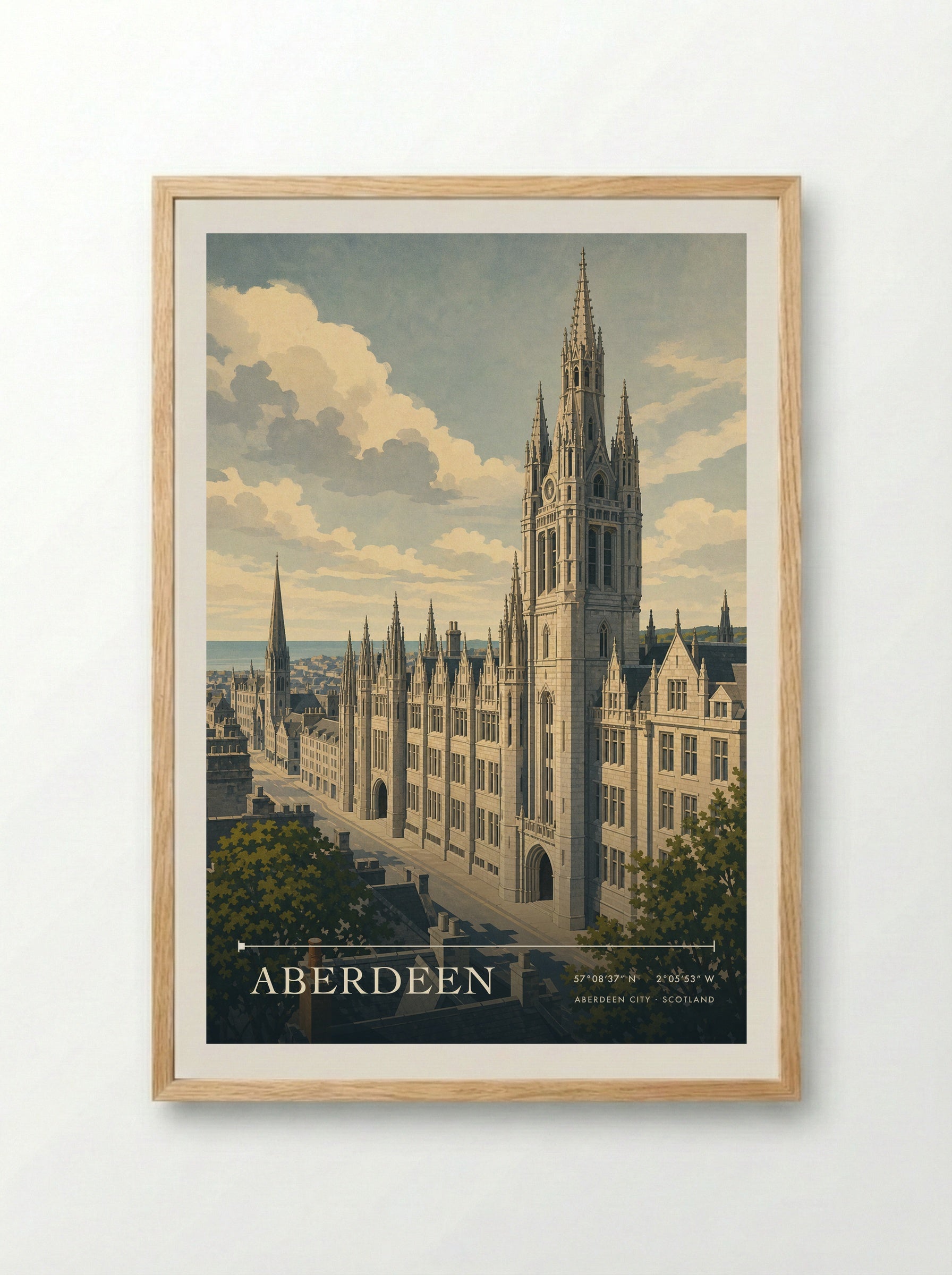 Aberdeen Aberdeen City Scotland Travel Poster - Framed Print Wood