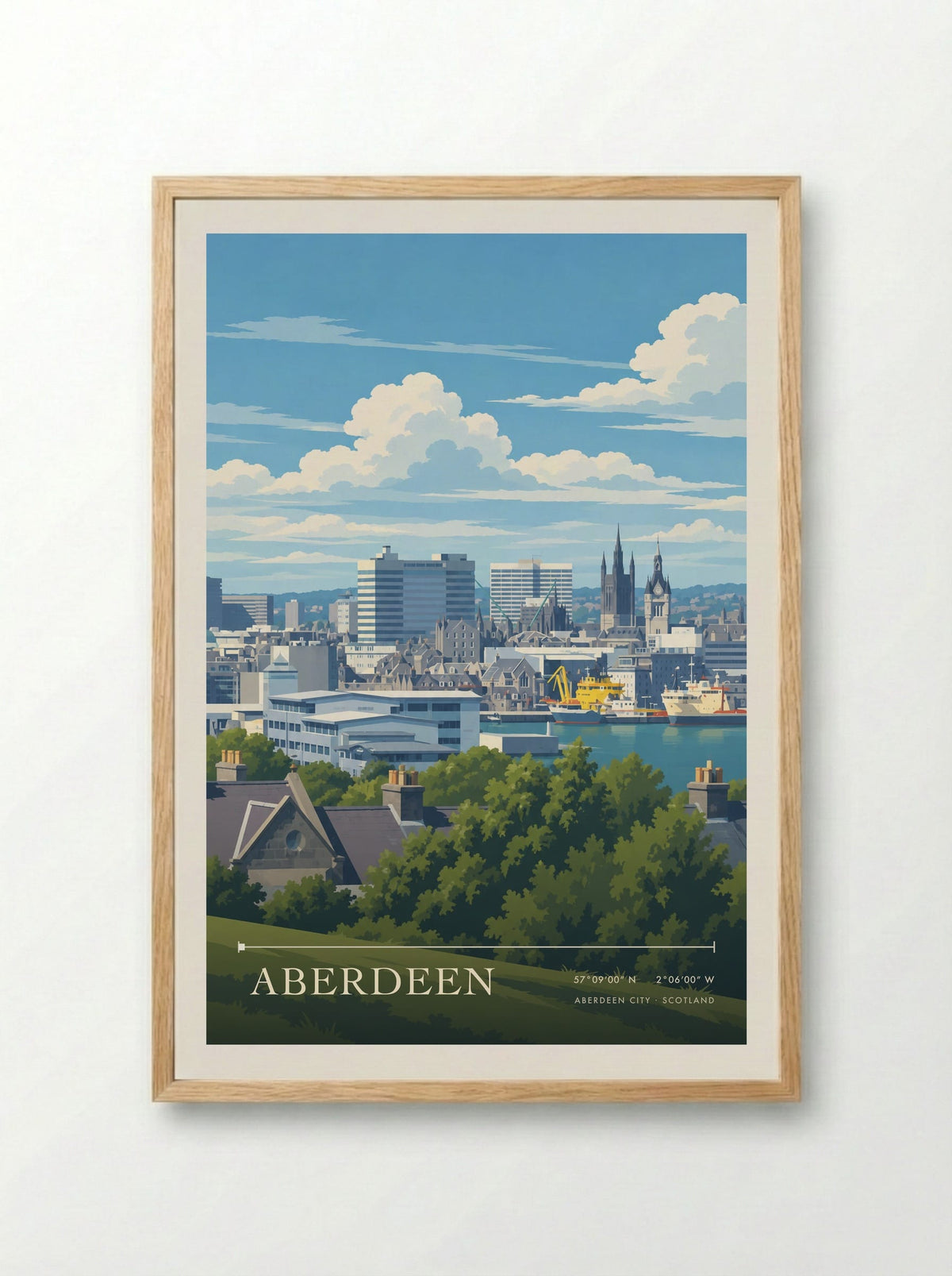 Aberdeen, Aberdeen City | Travel Poster - Framed Print Wood