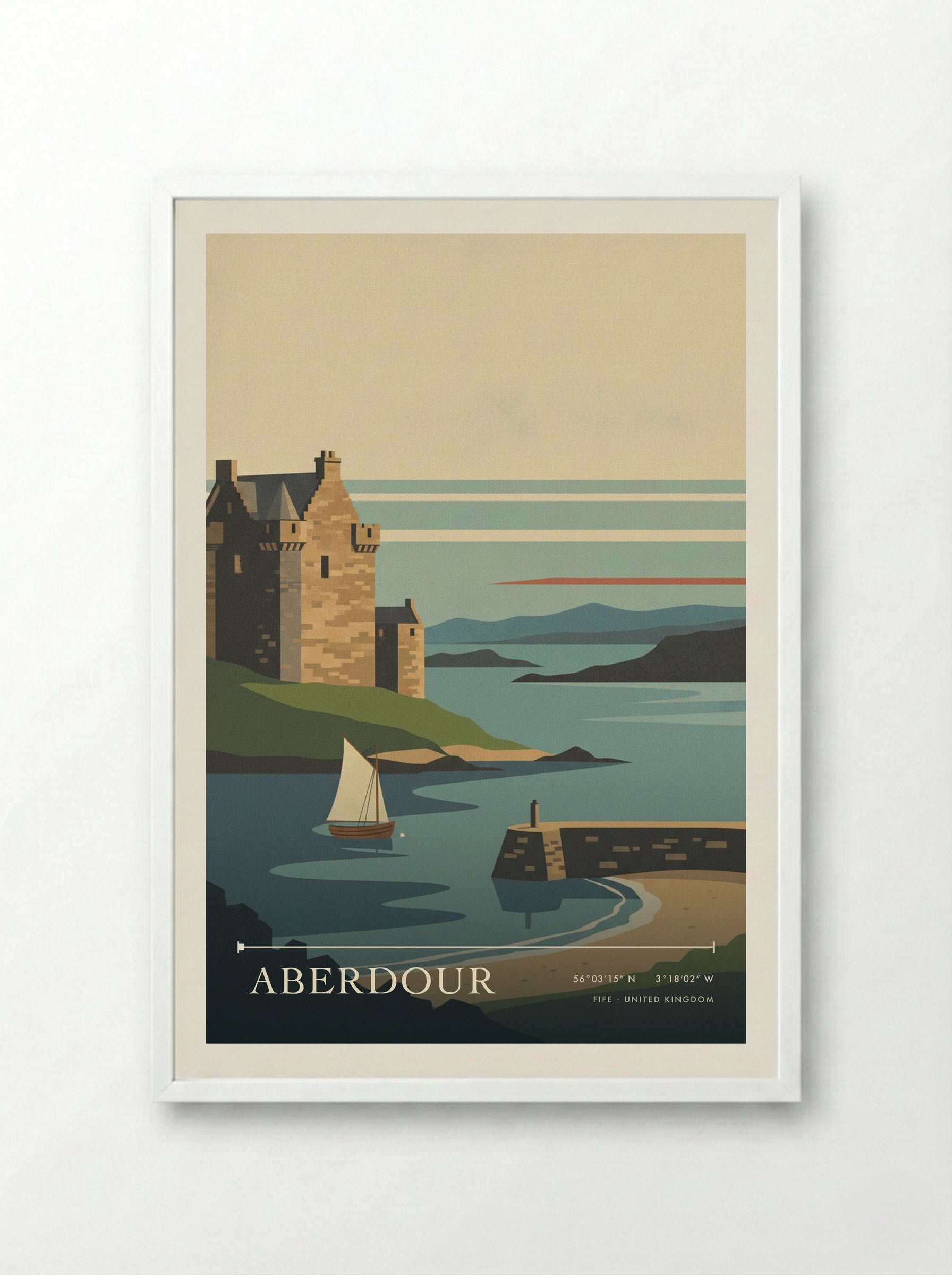 Aberdour Fife United Kingdom Travel Poster - Framed Print White