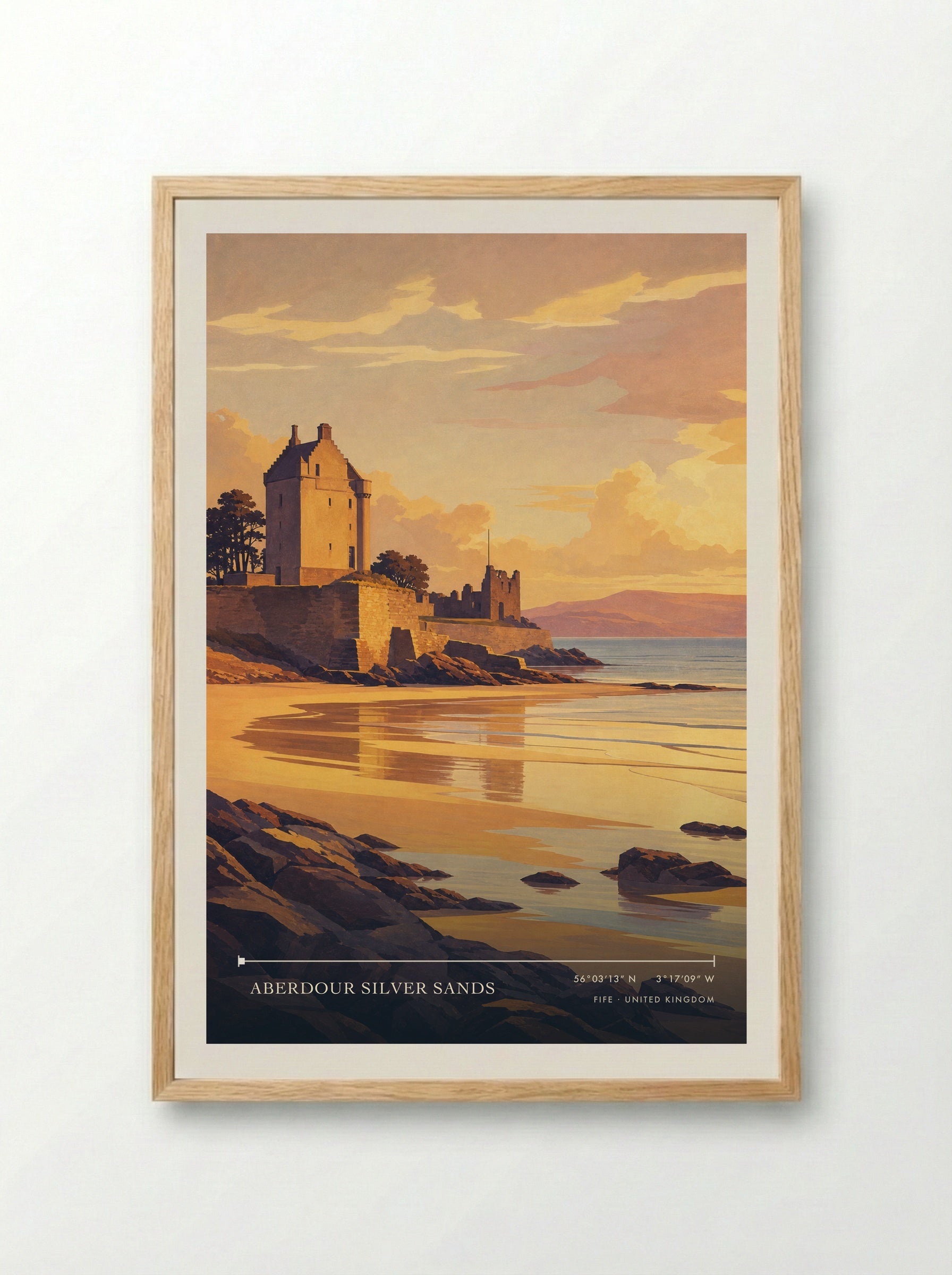 Aberdour Silver Sands Fife United Kingdom Travel Poster - Framed Print Wood