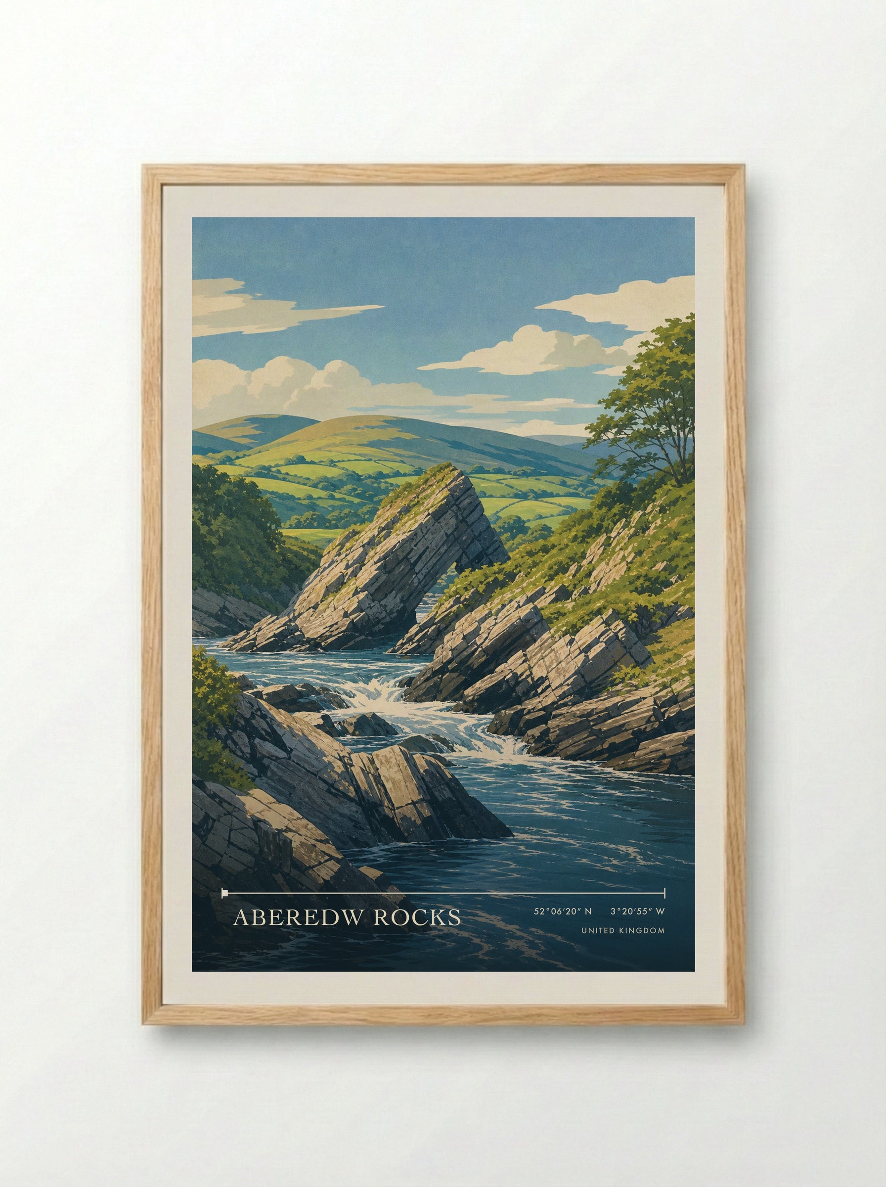 Aberedw Rocks United Kingdom Travel Poster - Framed Print Wood