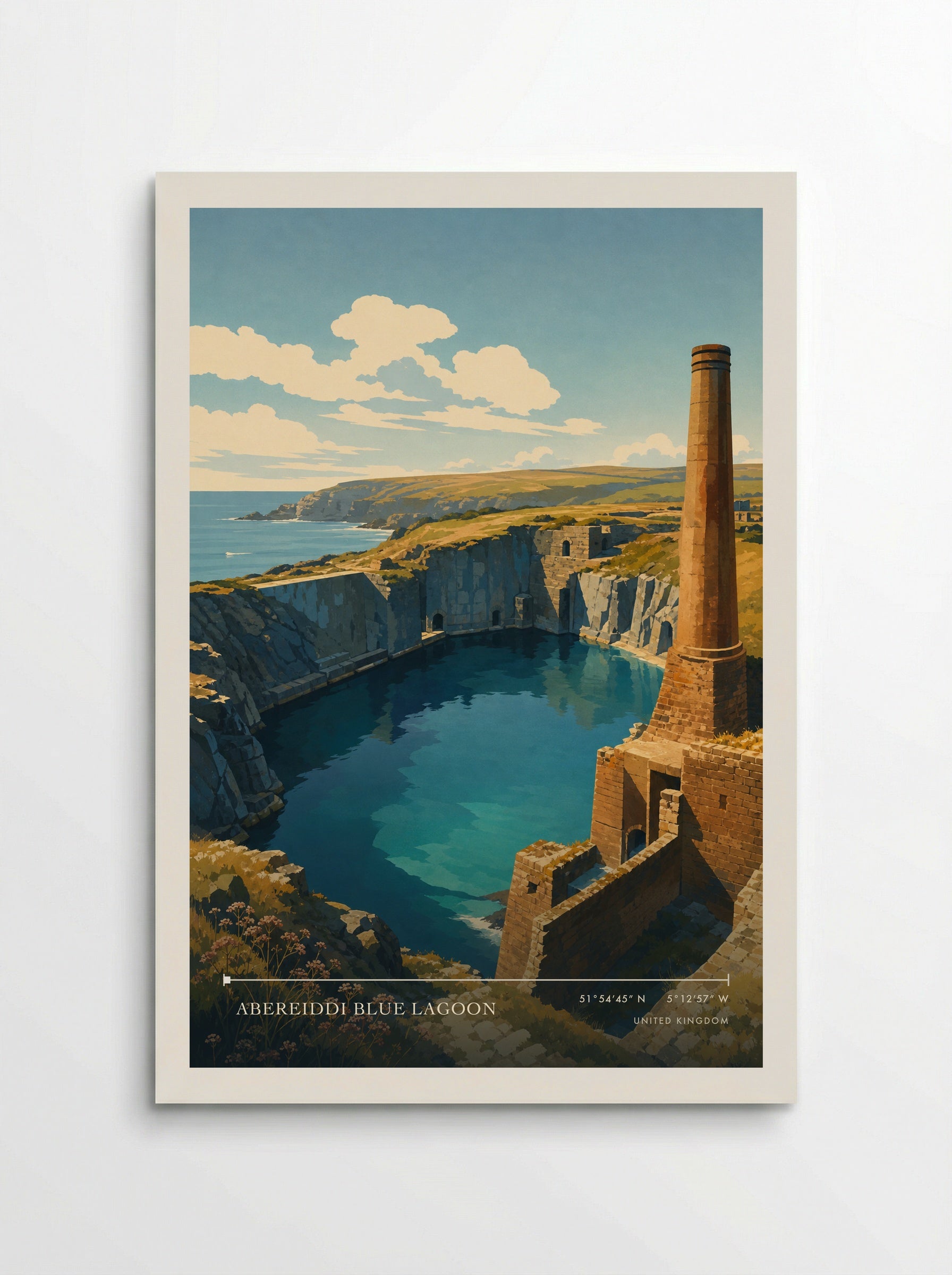 Abereiddi Blue Lagoon United Kingdom Travel Poster - Poster