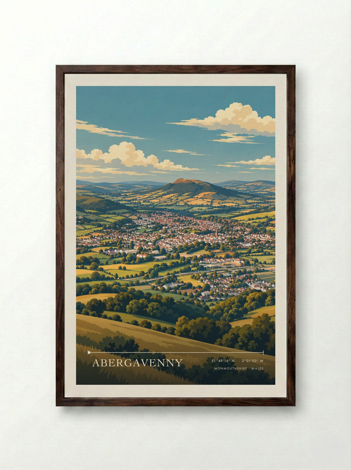 Abergavenny, Monmouthshire | Travel Poster - Framed Print Dark Wood