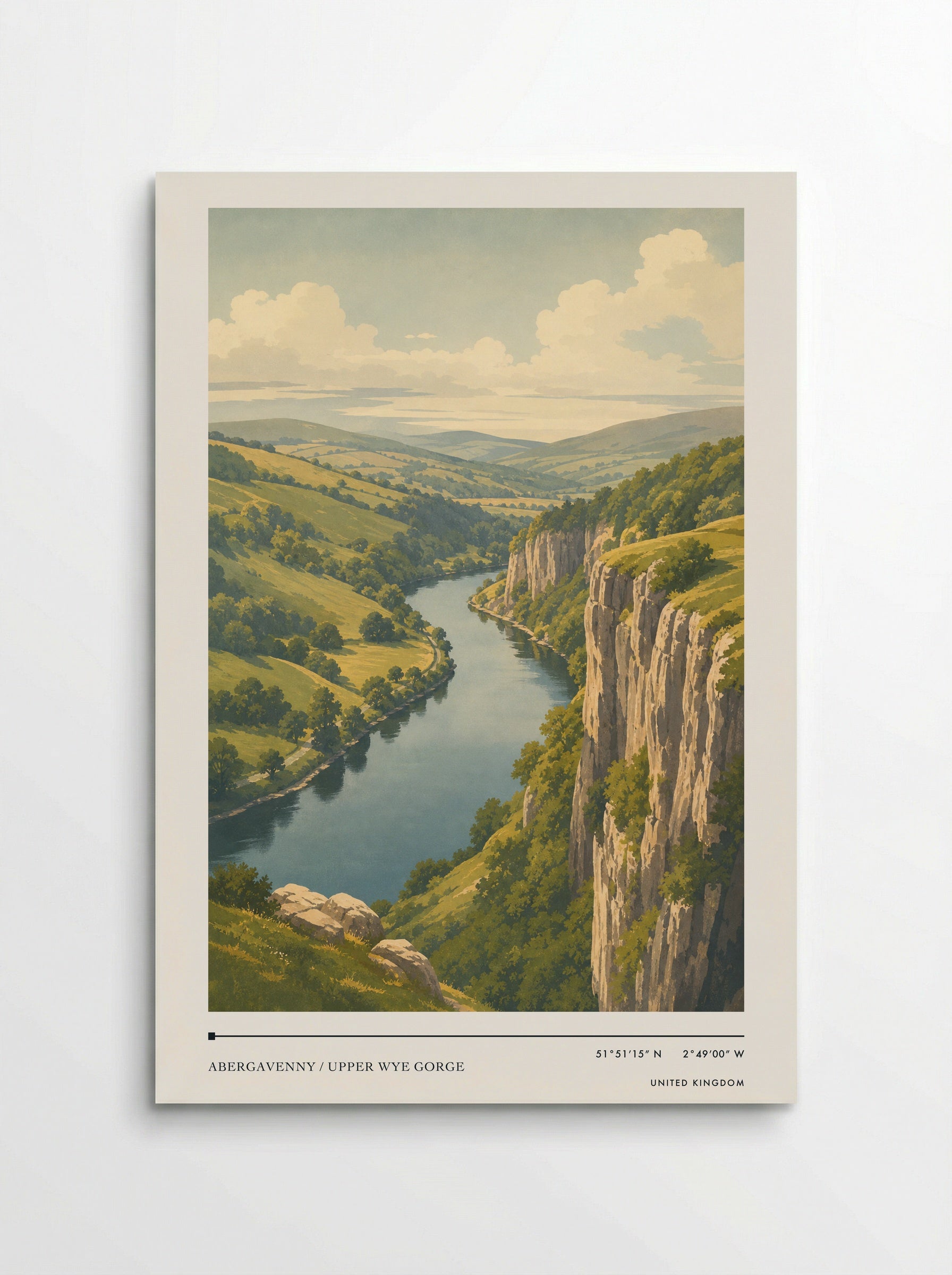 Abergavenny / Upper Wye Gorge United Kingdom Travel Poster - Poster