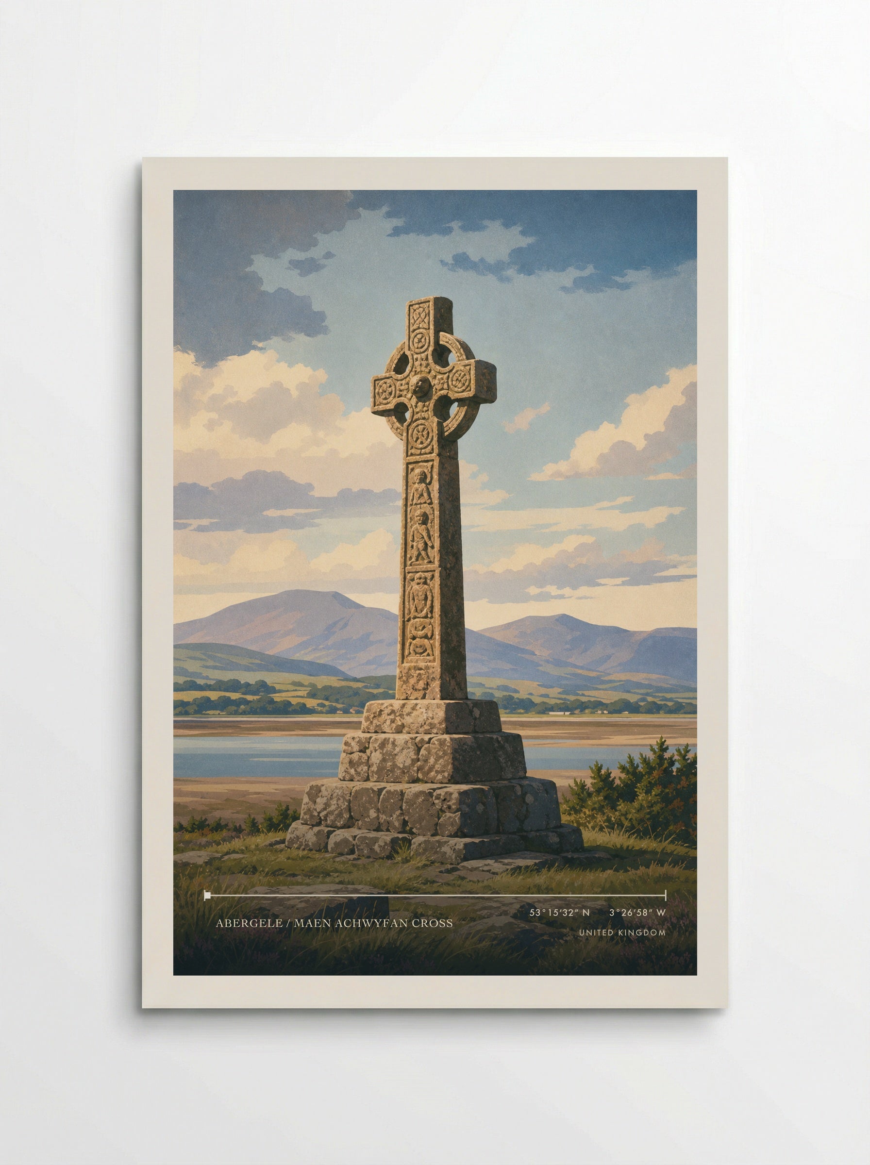 Abergele / Maen Achwyfan Cross United Kingdom Travel Poster - Poster