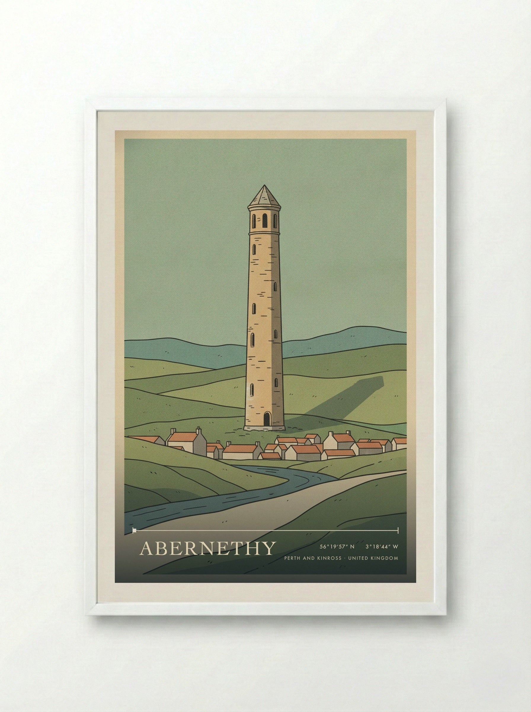 Abernethy Perth and Kinross United Kingdom Travel Poster - Framed Print White