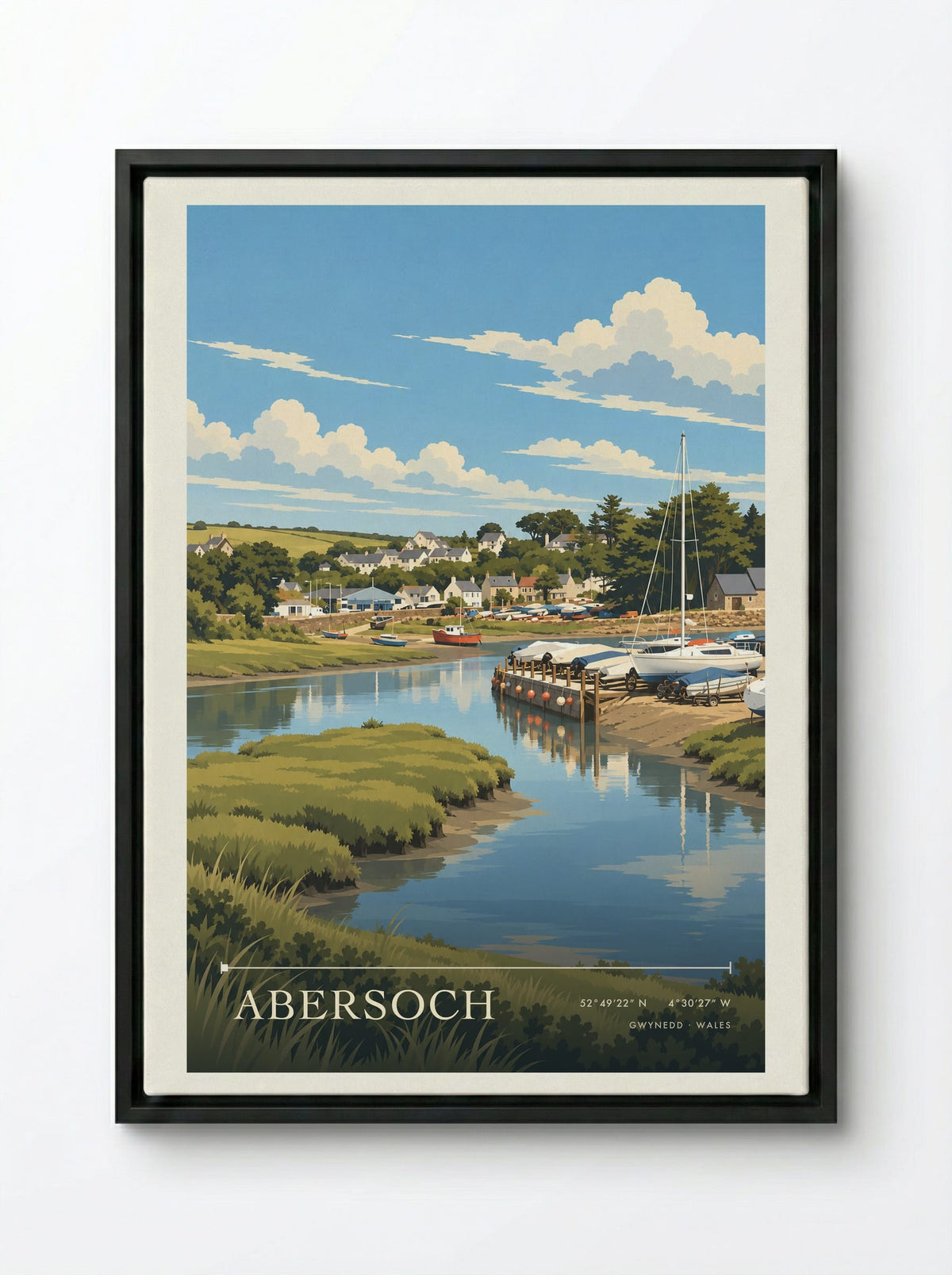 Abersoch, Gwynedd | Travel Poster - Framed Canvas Black