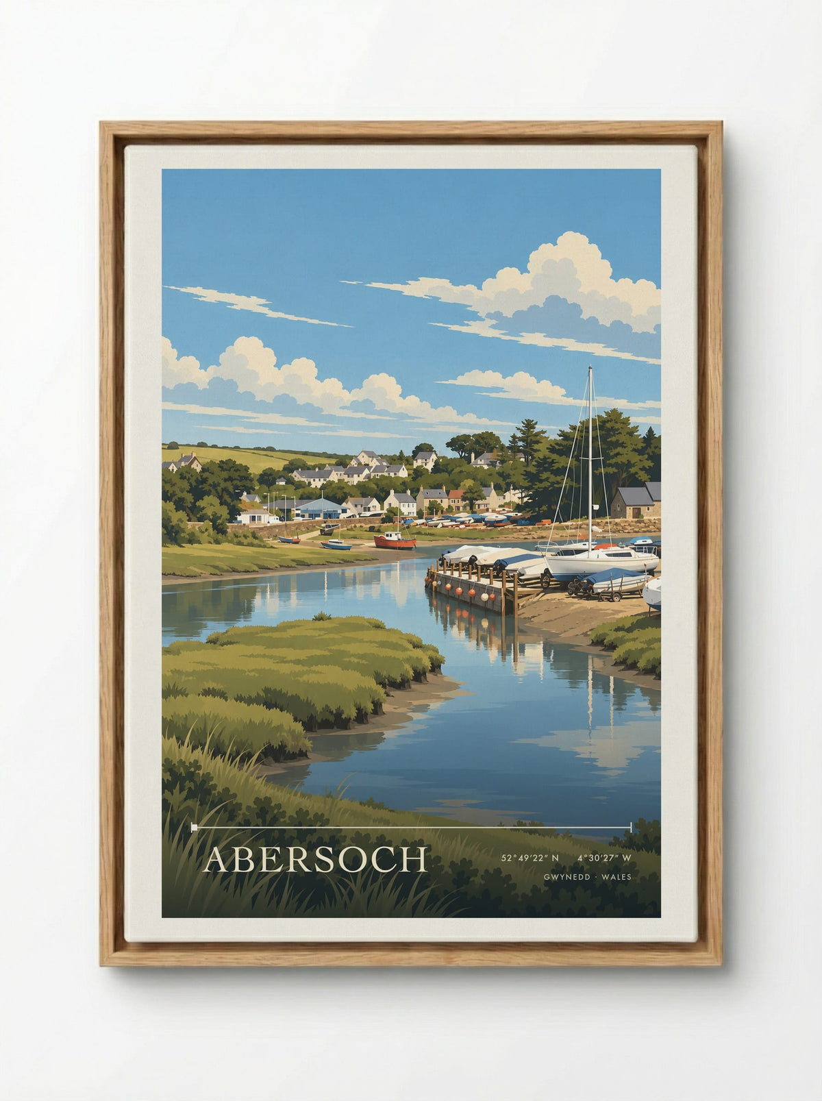 Abersoch, Gwynedd | Travel Poster - Framed Canvas Wood