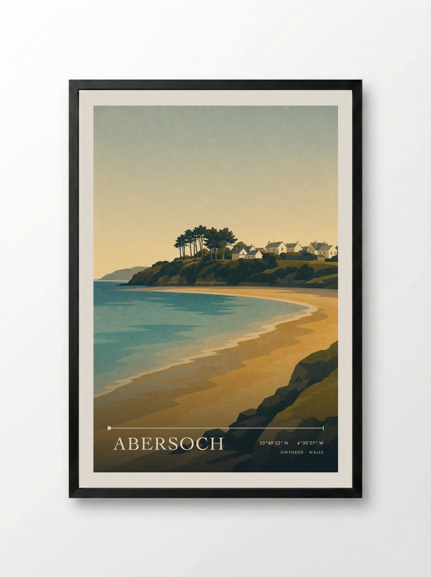 Abersoch Travel Poster Artwork - Framed Print Black