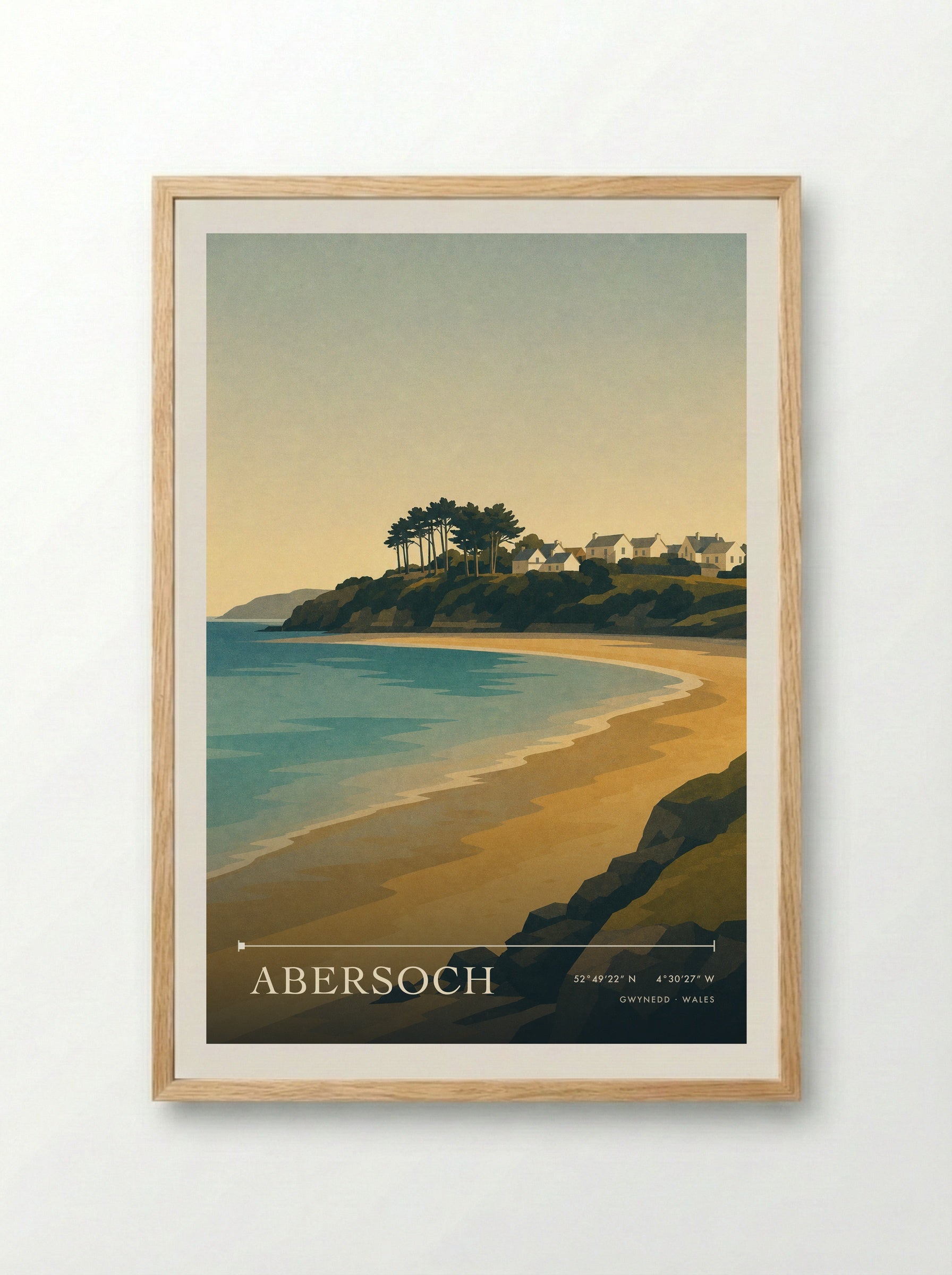 Abersoch Travel Poster Artwork - Framed Print Wood